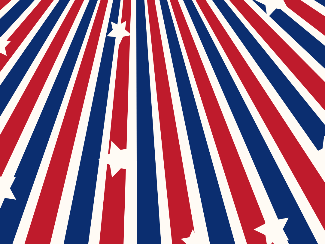 Vibrant red, white, and blue starburst background, perfect for celebrating Memorial Day with stylish kids' attire.