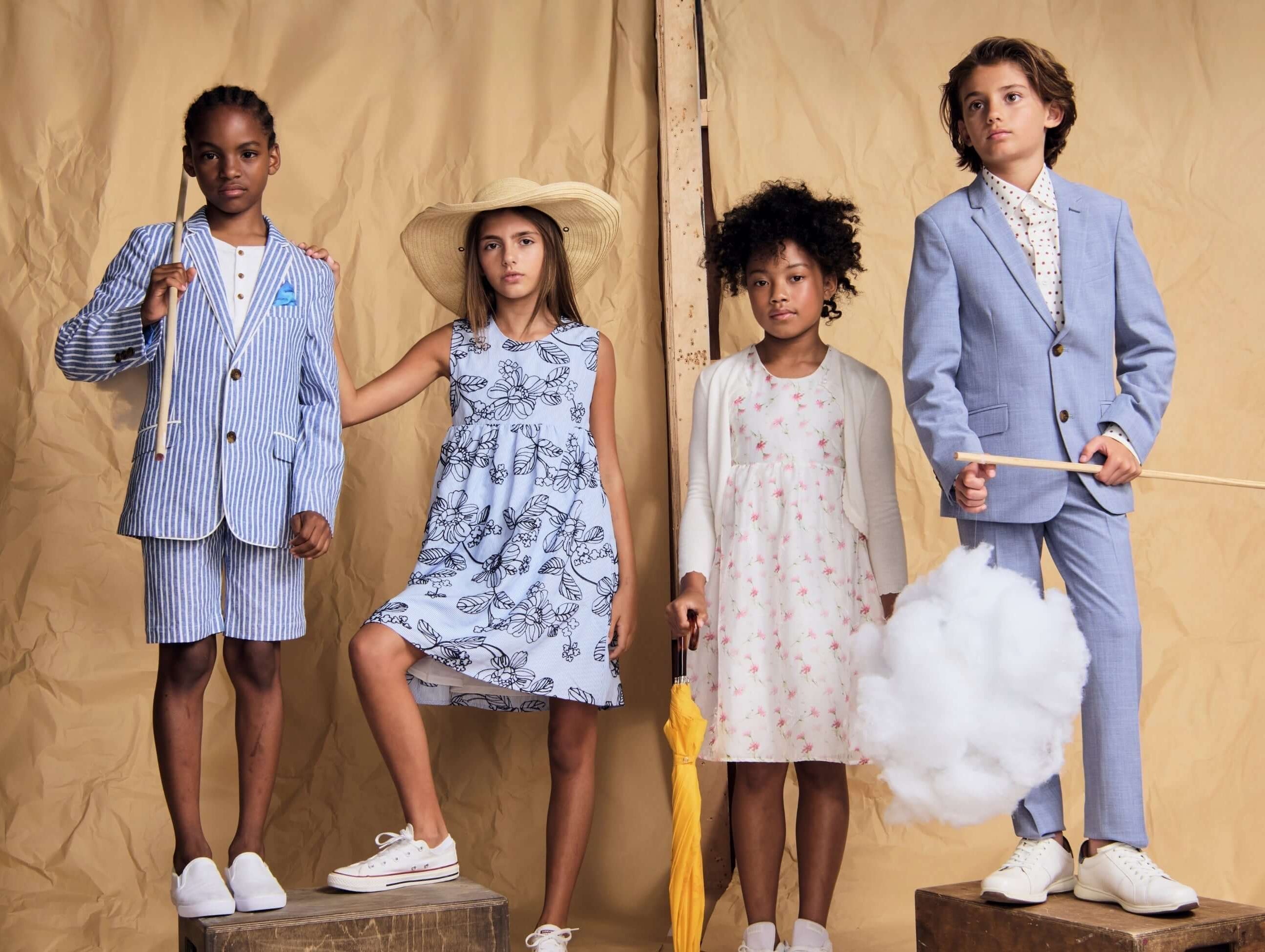 SS26 LookBook showcasing kids' clothing high quality in stylish summer outfits.