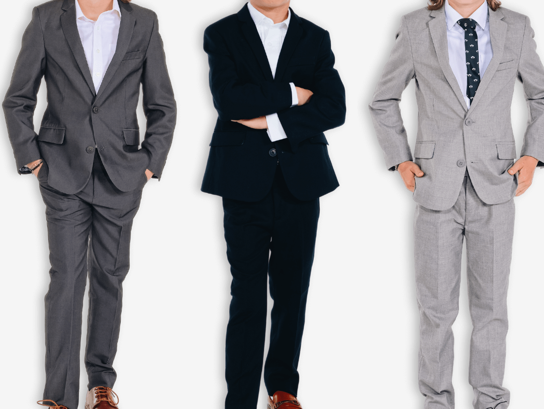 Stylish boys in suits showcasing modern funeral attire for kids, perfect for memorial services.