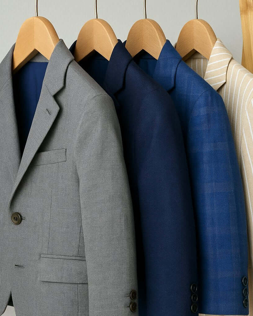 Stylish boys' seasonal suits in grey, navy, blue, and striped designs, ready to elevate any occasion with confidence.