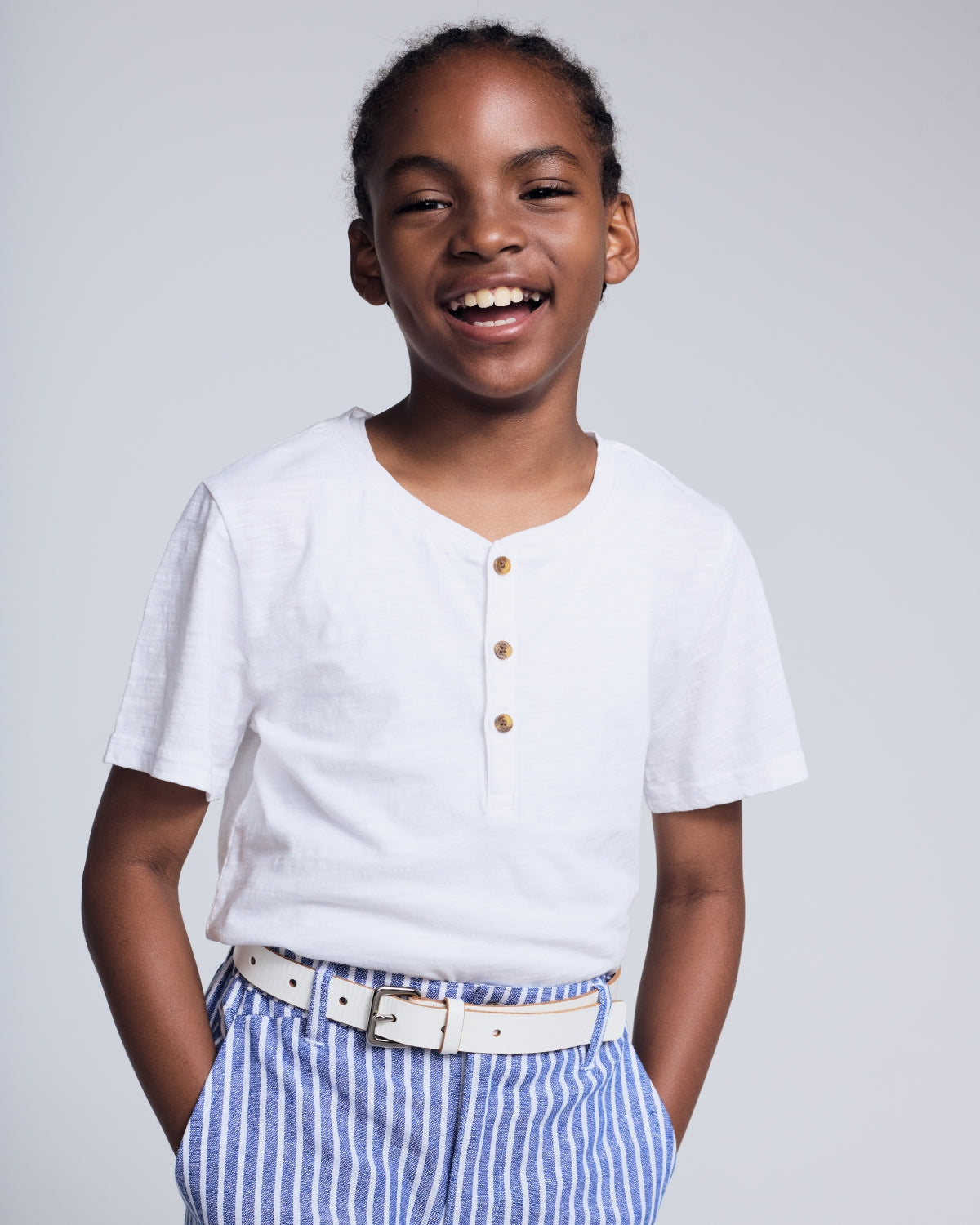 Boys' Henley Shirts in light blue with button details, perfect for stylish young kids.