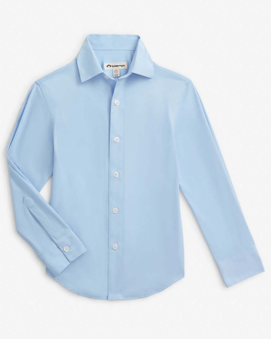 Blue Standard Button Down dress shirt in soft blue color, perfect for special occasions and everyday looks.