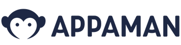 Appaman logo with a stylized monkey face icon on a black background