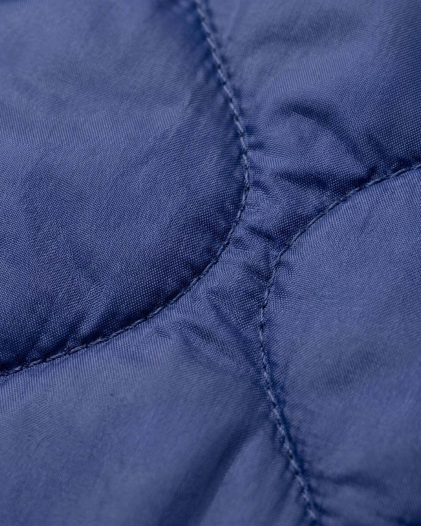 Close-up of a blue fabric with stitching detail