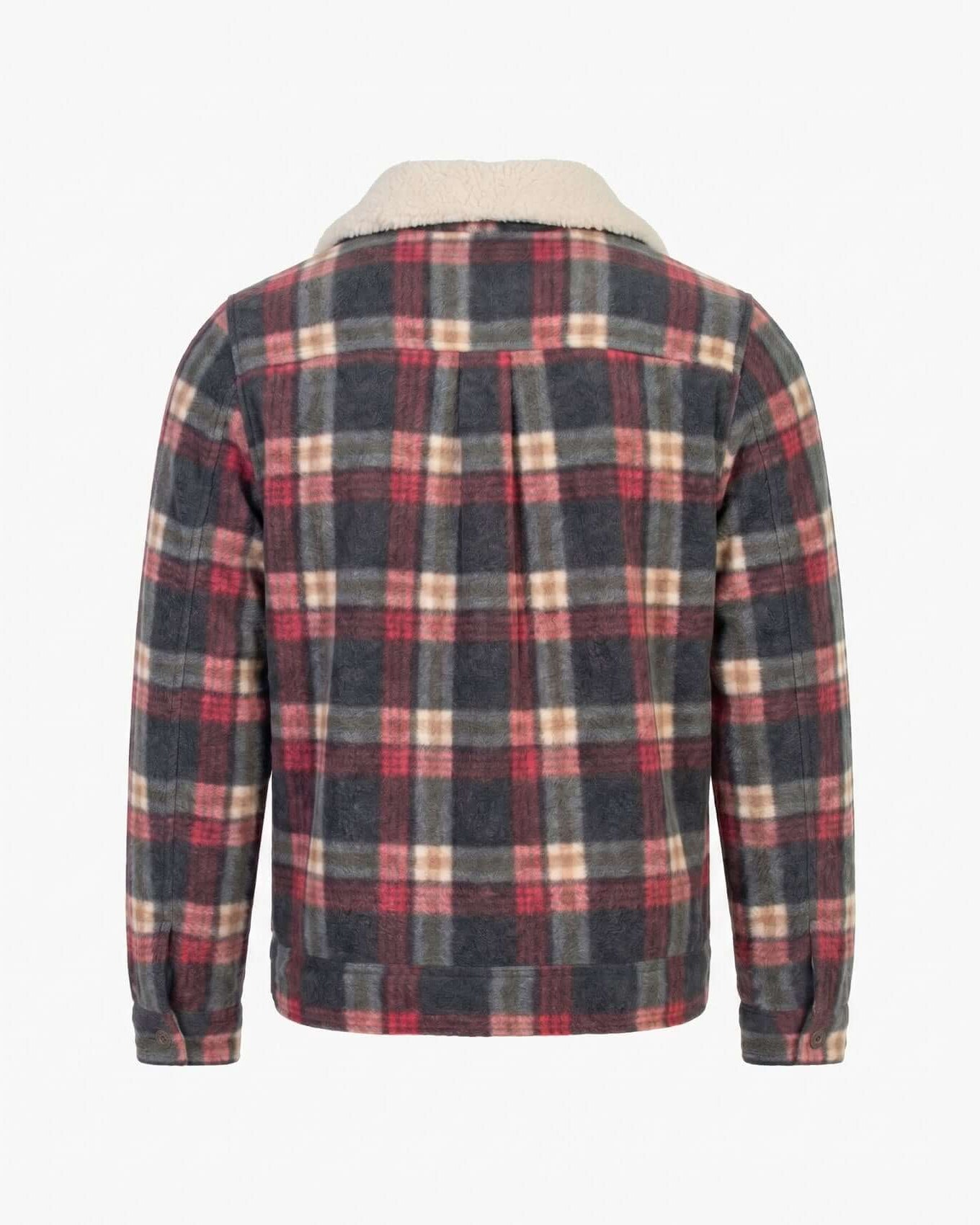 Plaid shirt with a white collar on a light gray background