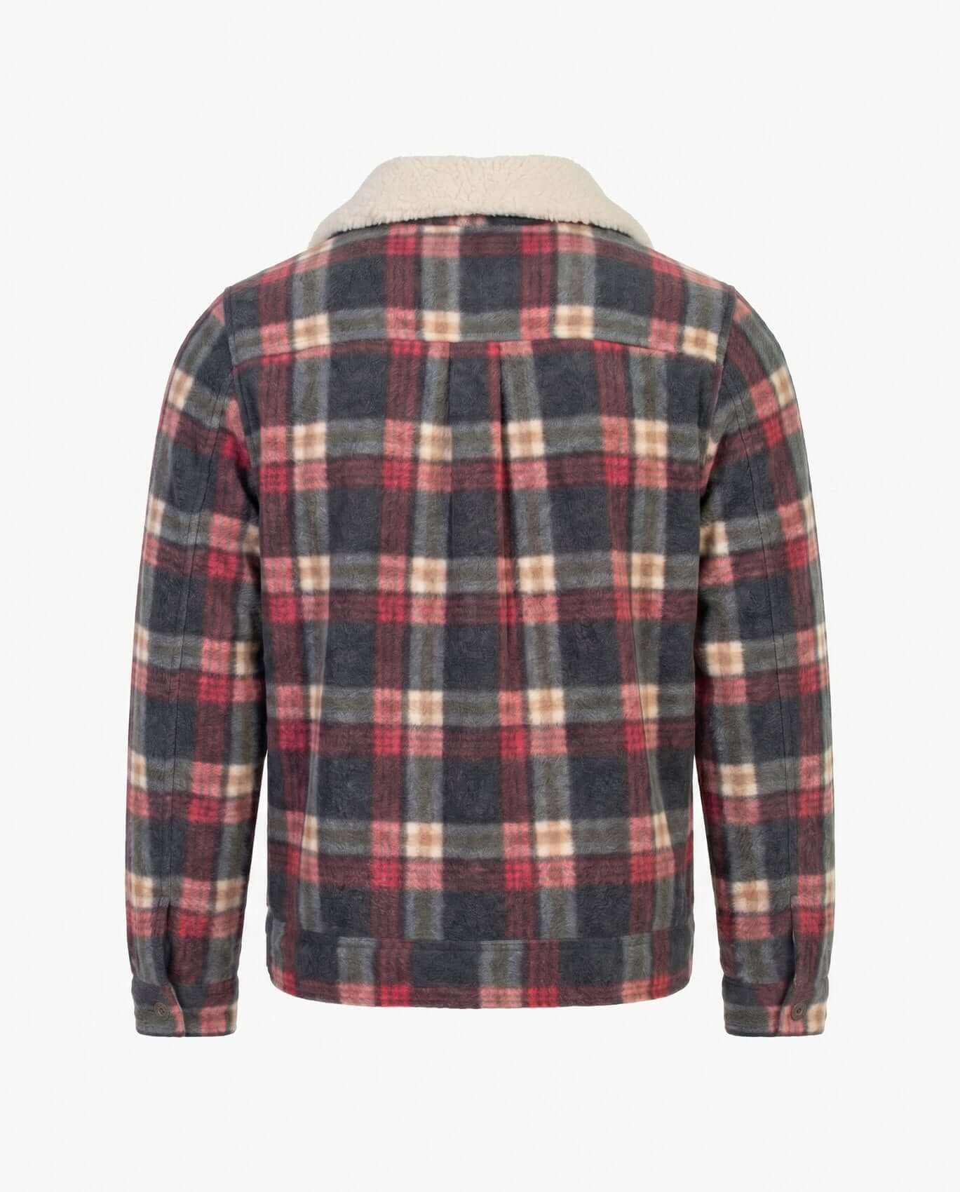 Plaid shirt with a white collar on a light gray background