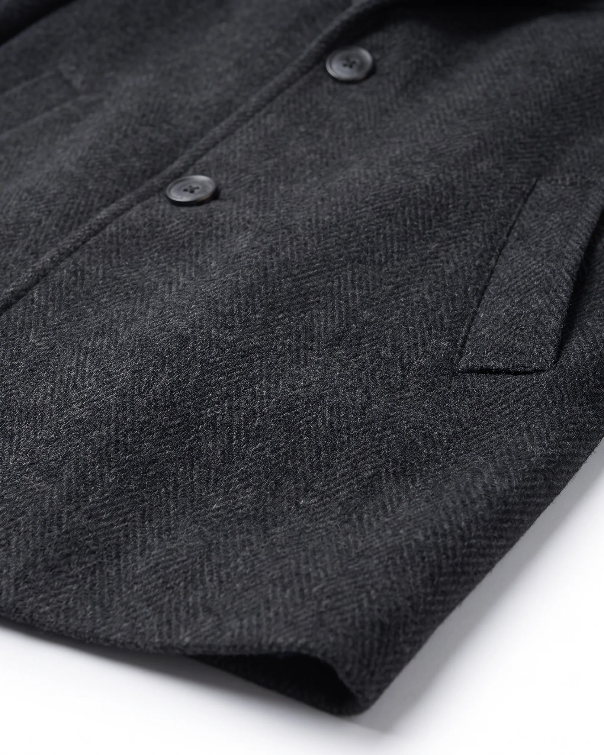 Black Herringbone New City Overcoat — detail2