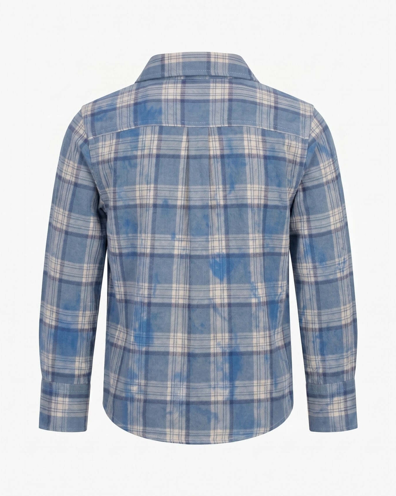 Blue and white plaid shirt on a white background