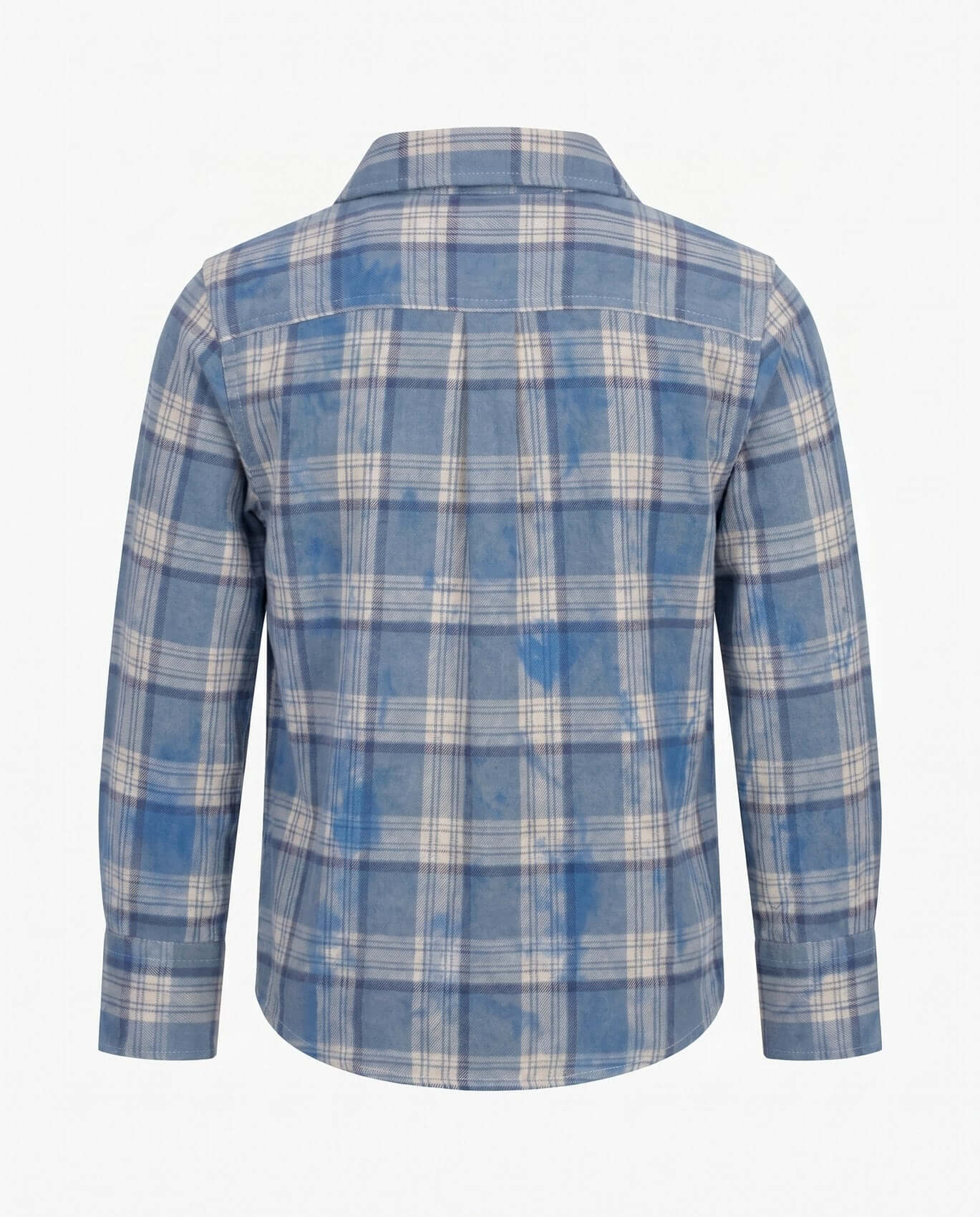 Blue and white plaid shirt on a white background