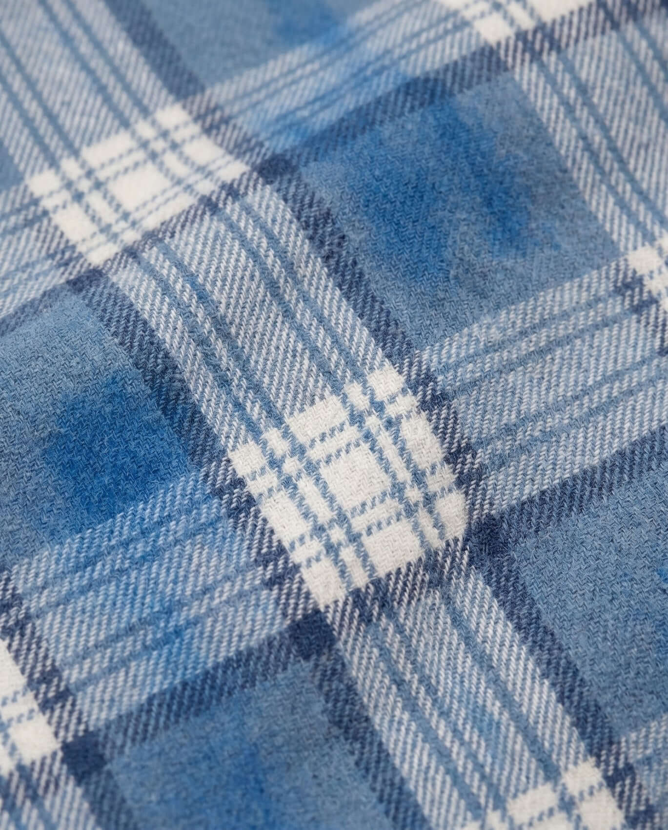 Close-up of blue and white plaid fabric