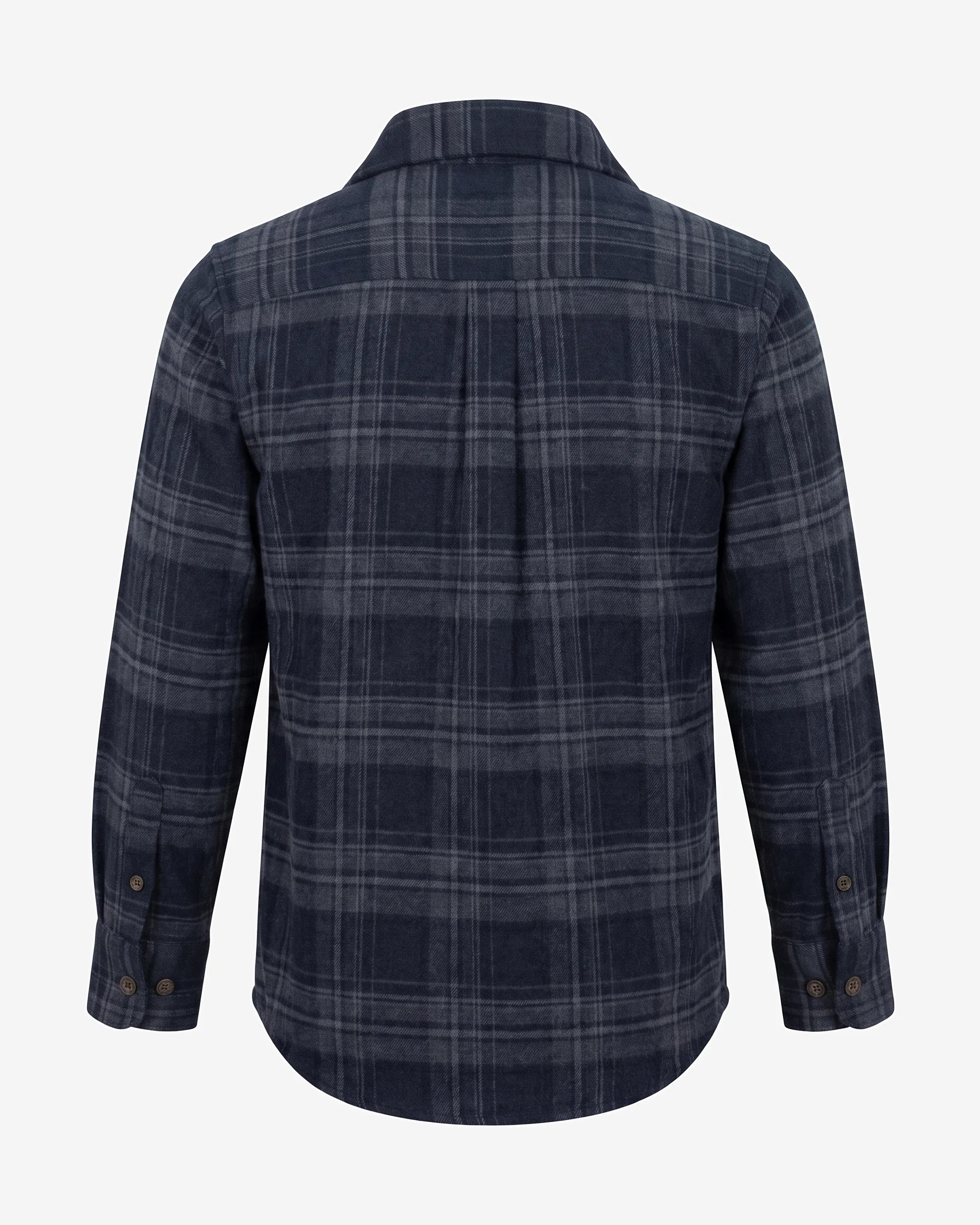 Dark Navy Plaid Flannel Shirt — back