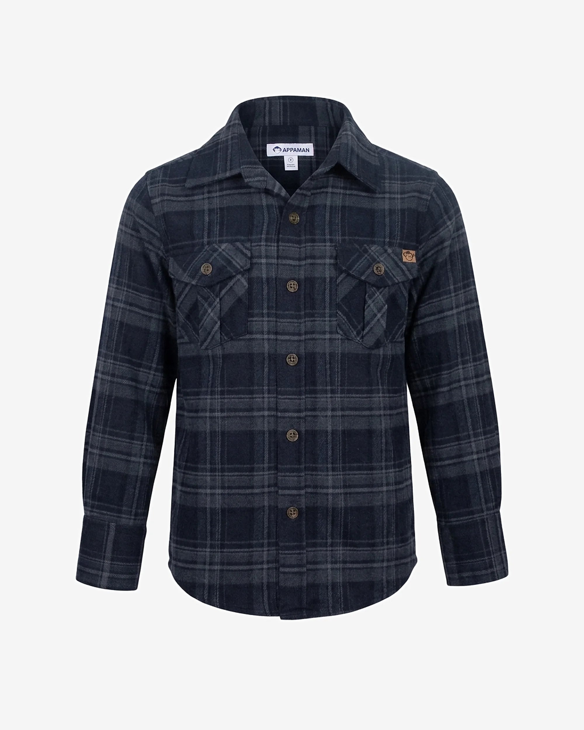 Dark Navy Plaid Flannel Shirt — front
