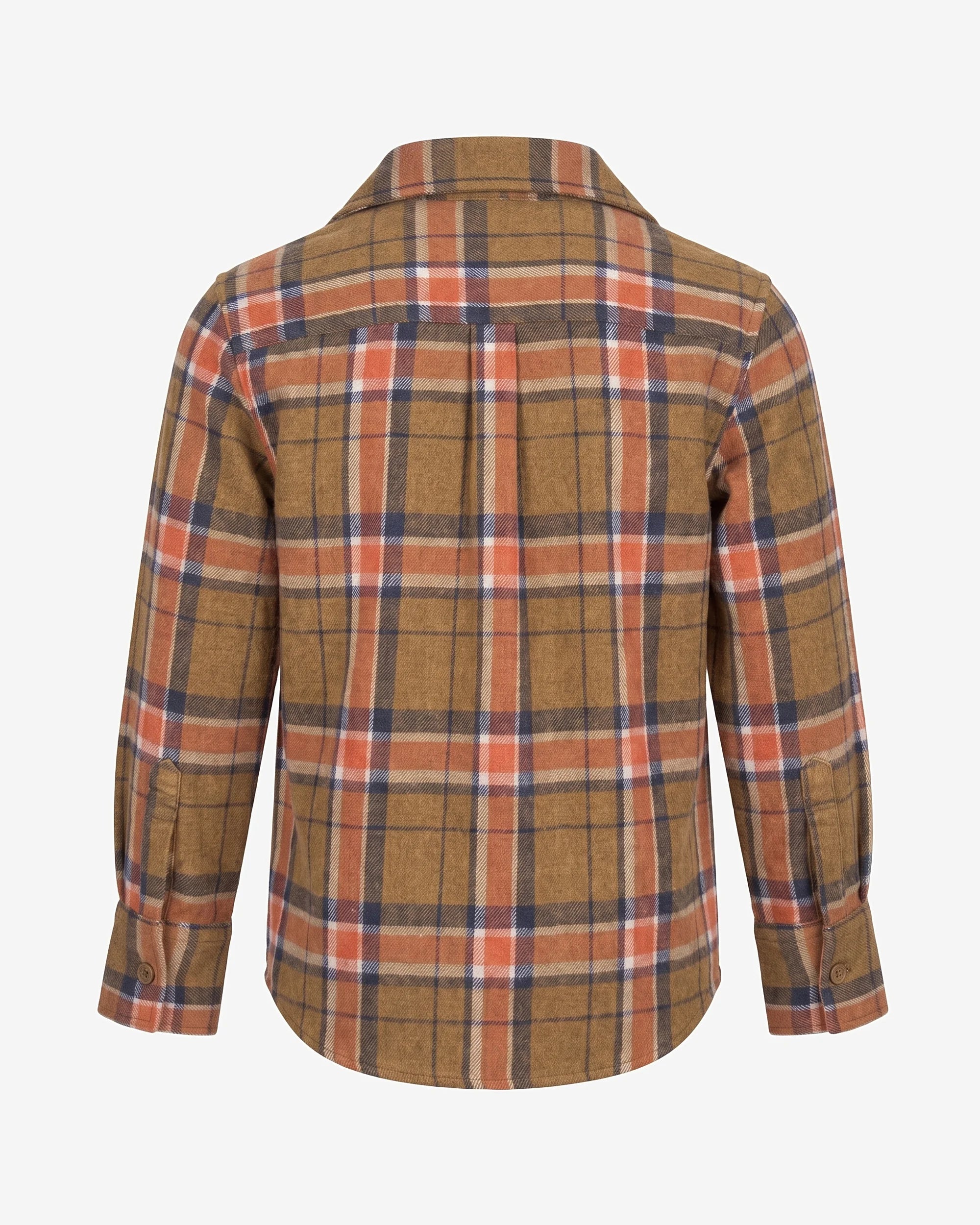 Tomato Olive Plaid Flannel Shirt — back