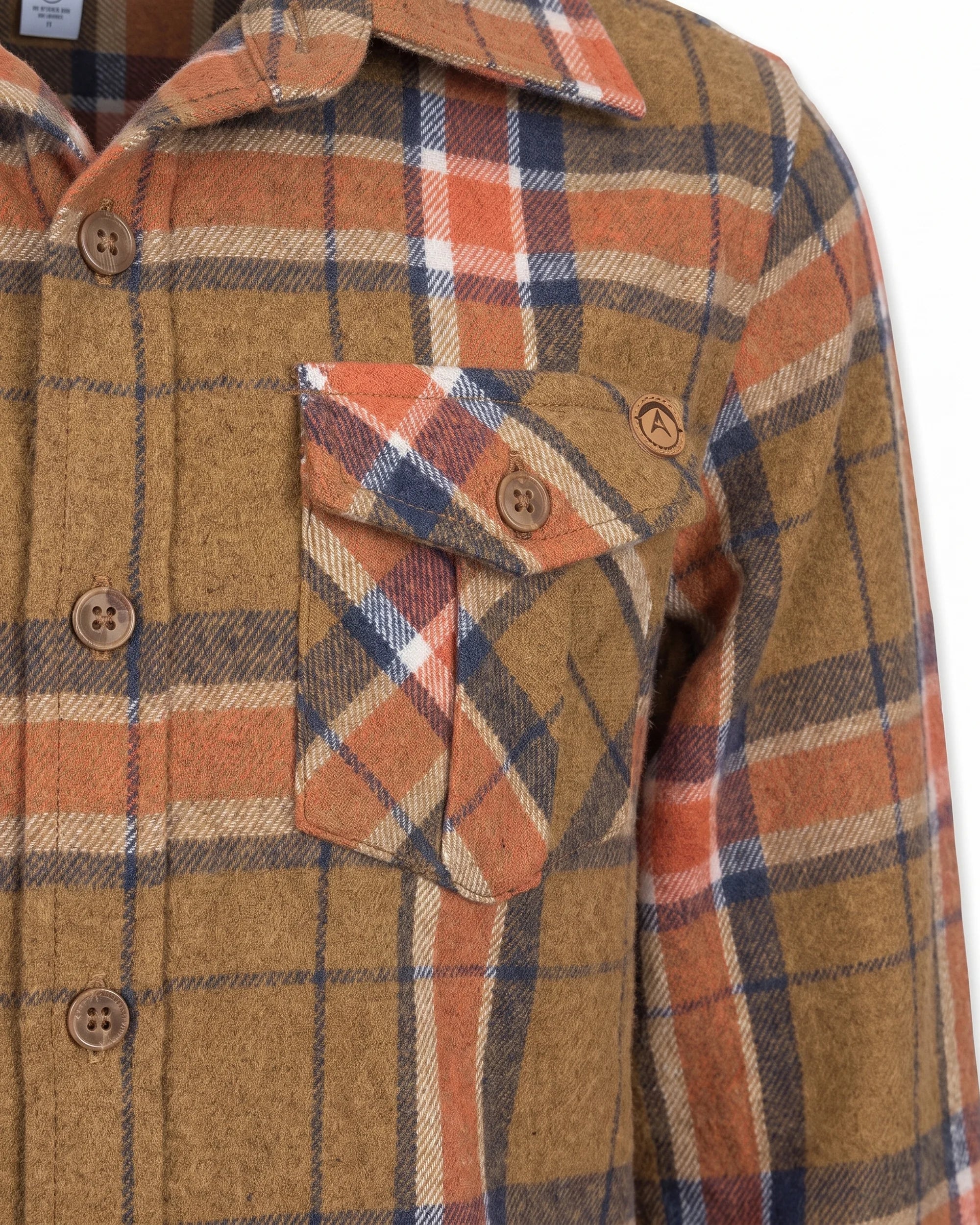 Tomato Olive Plaid Flannel Shirt — detail1