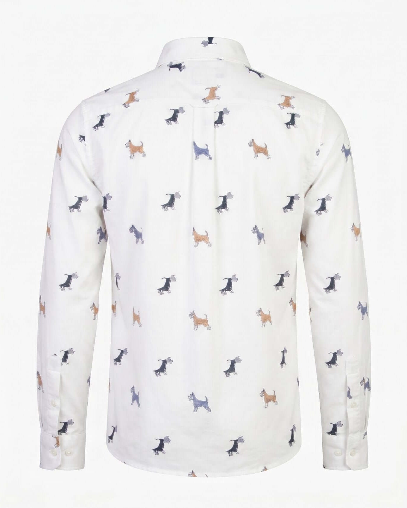White shirt with dog pattern on a white background