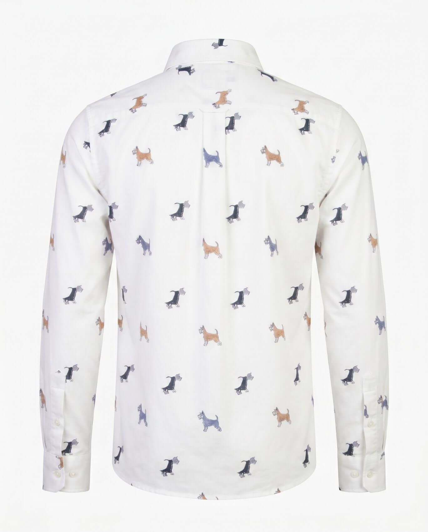 White shirt with dog pattern on a white background