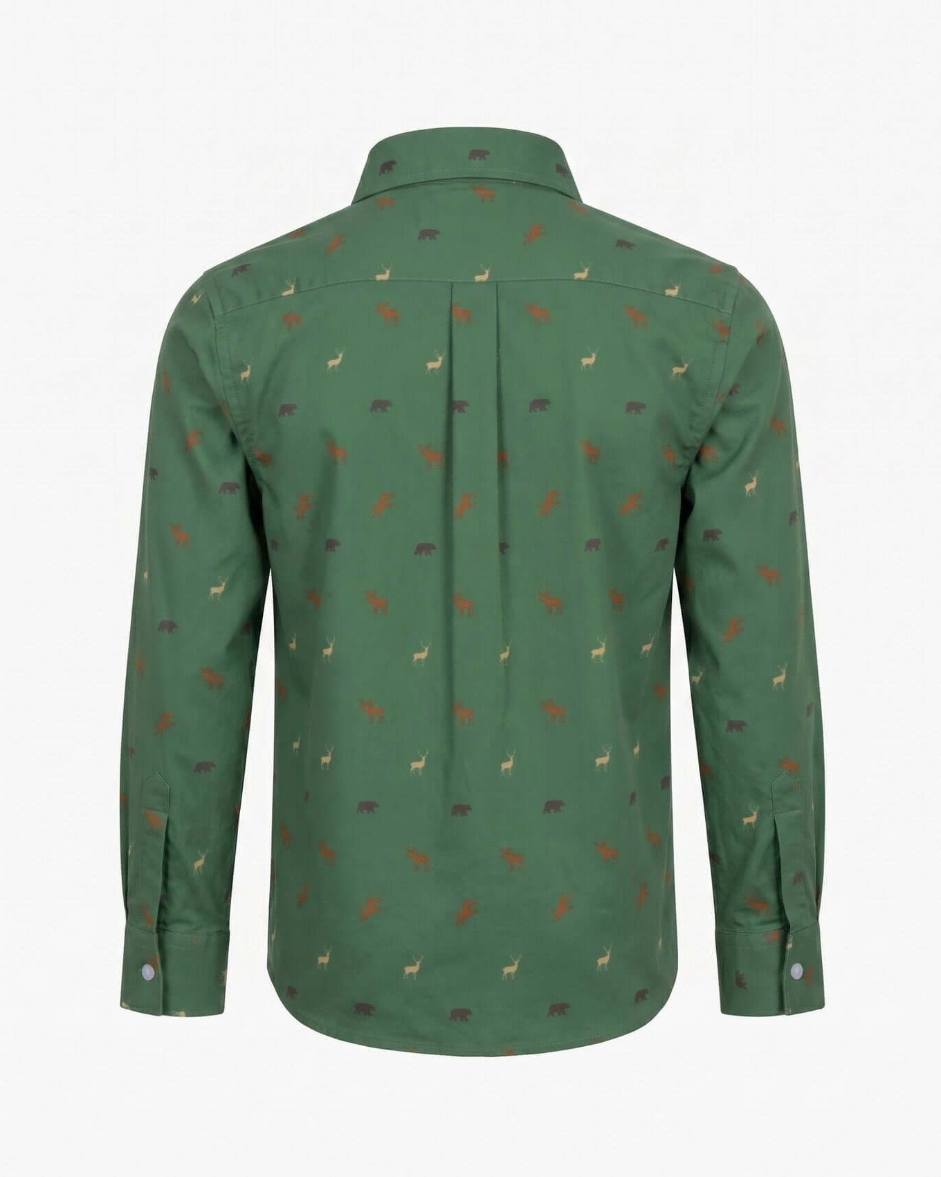 Green shirt with animal pattern on a white background