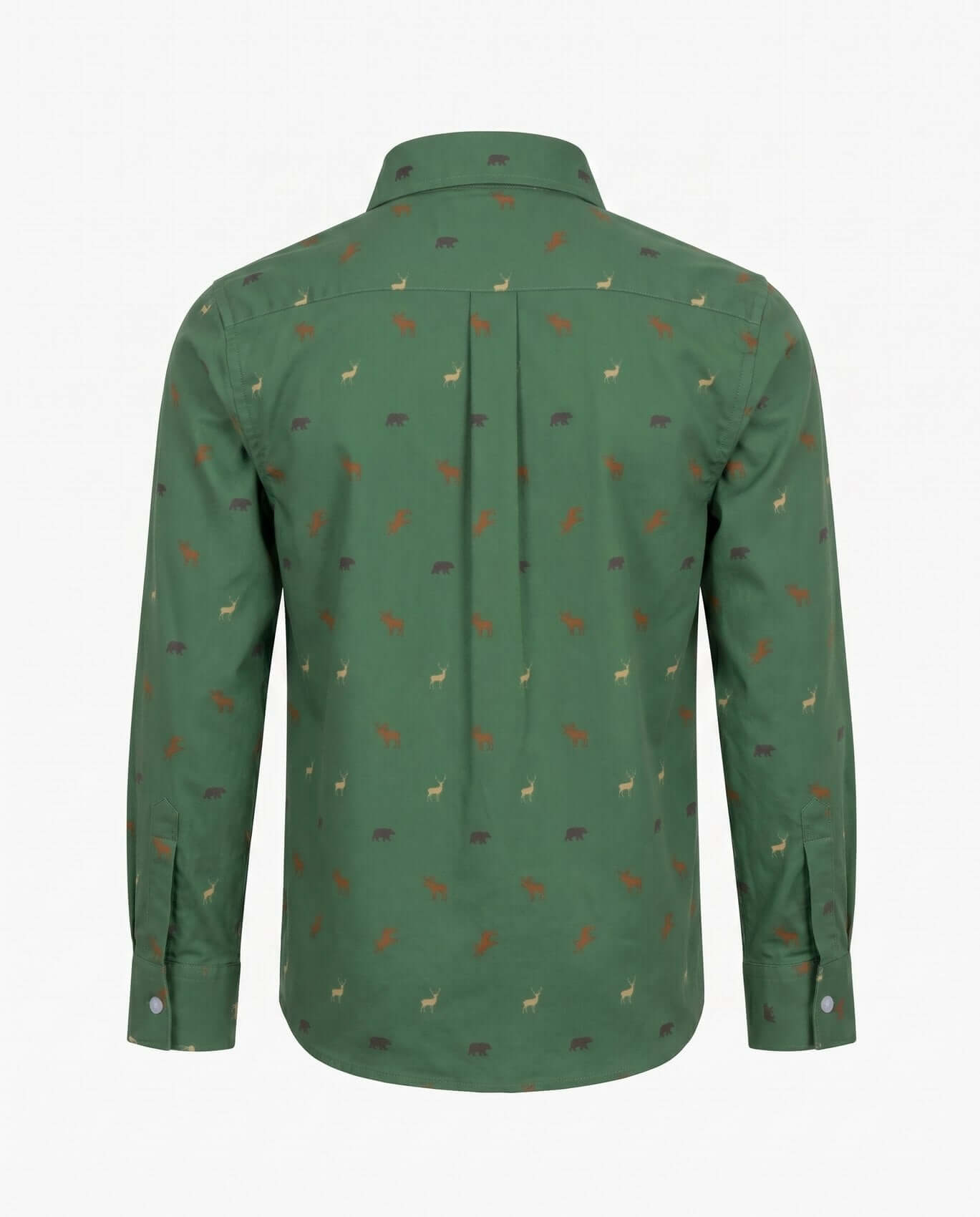 Green shirt with animal pattern on a white background