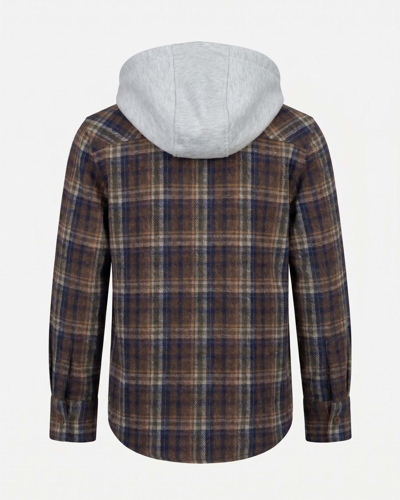 Plaid jacket with gray hood on a white background