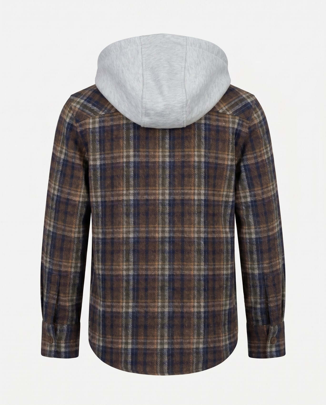 Plaid jacket with gray hood on a white background