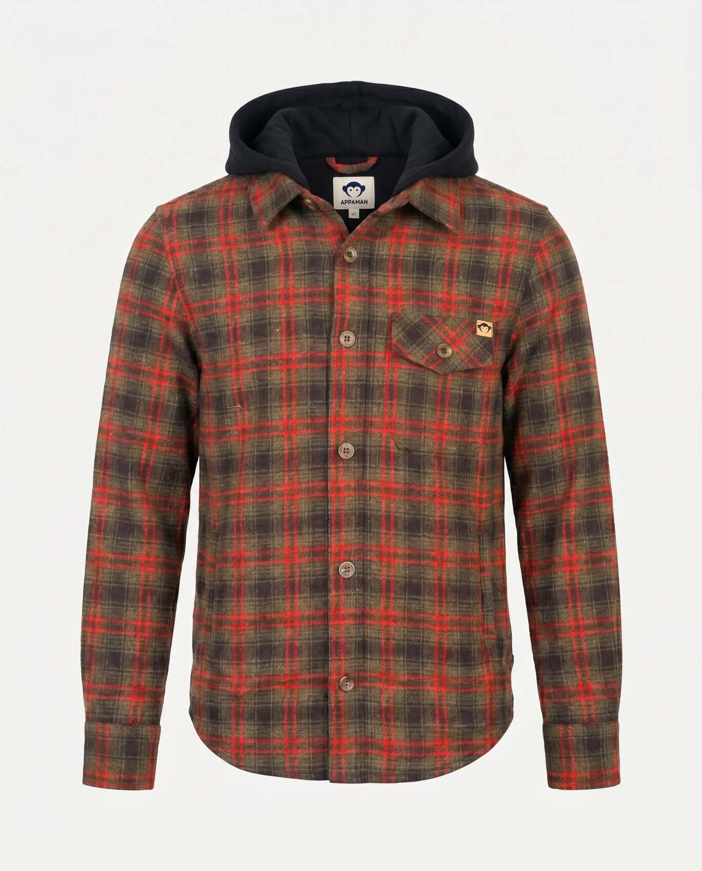 Plaid shirt with a hood on a white background