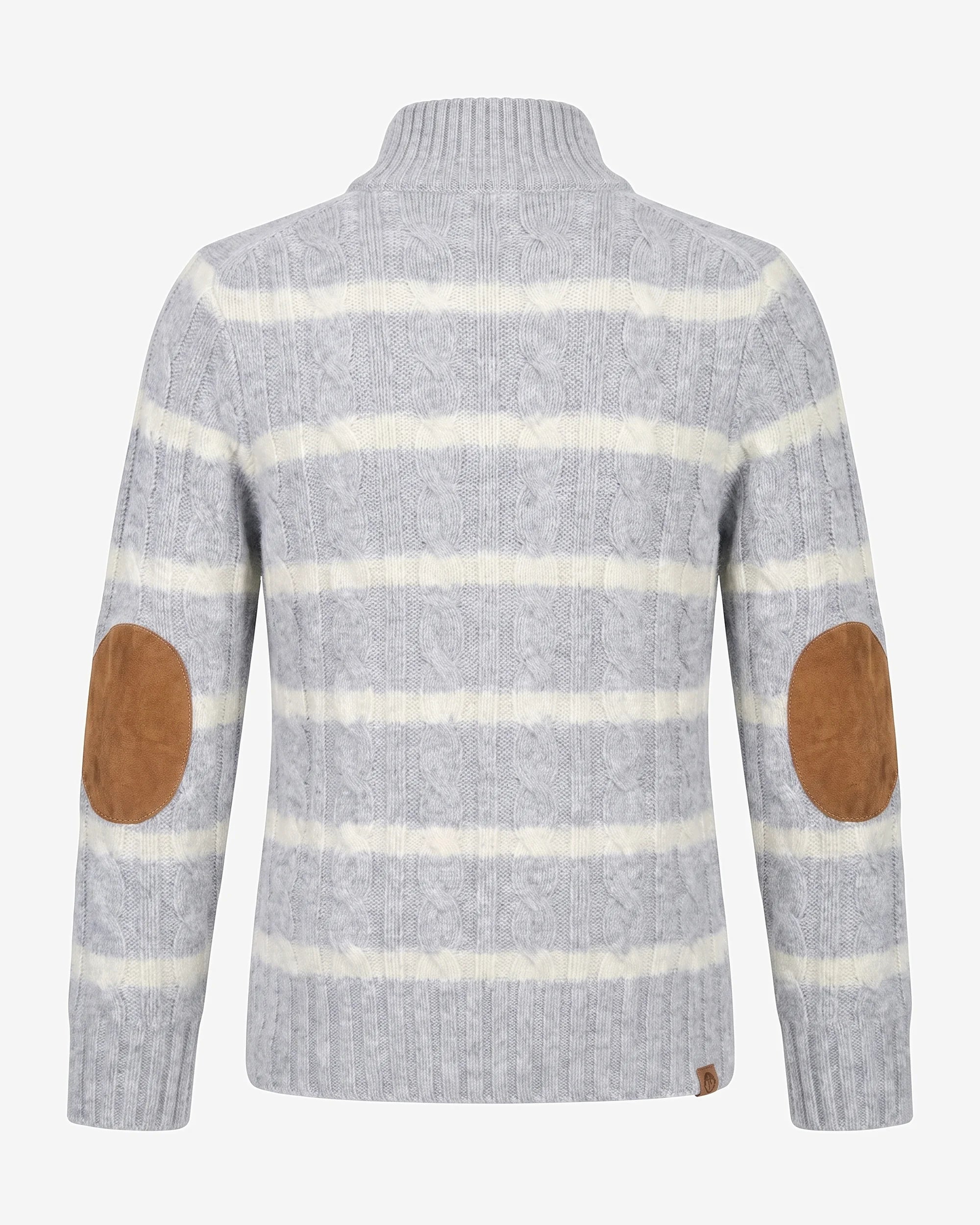 Grey Stripe Quarter Zip Sweater — back