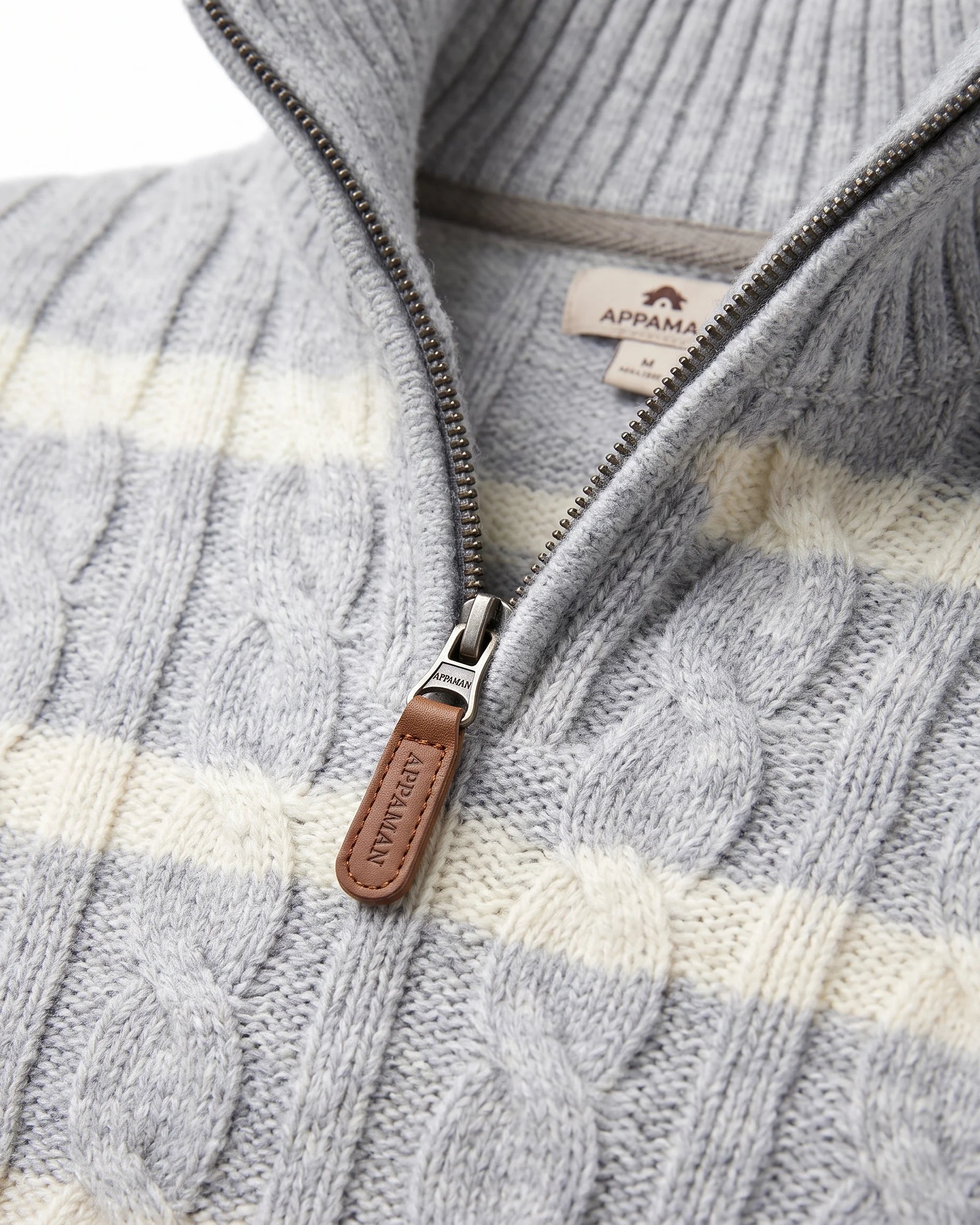 Grey Stripe Quarter Zip Sweater — detail1