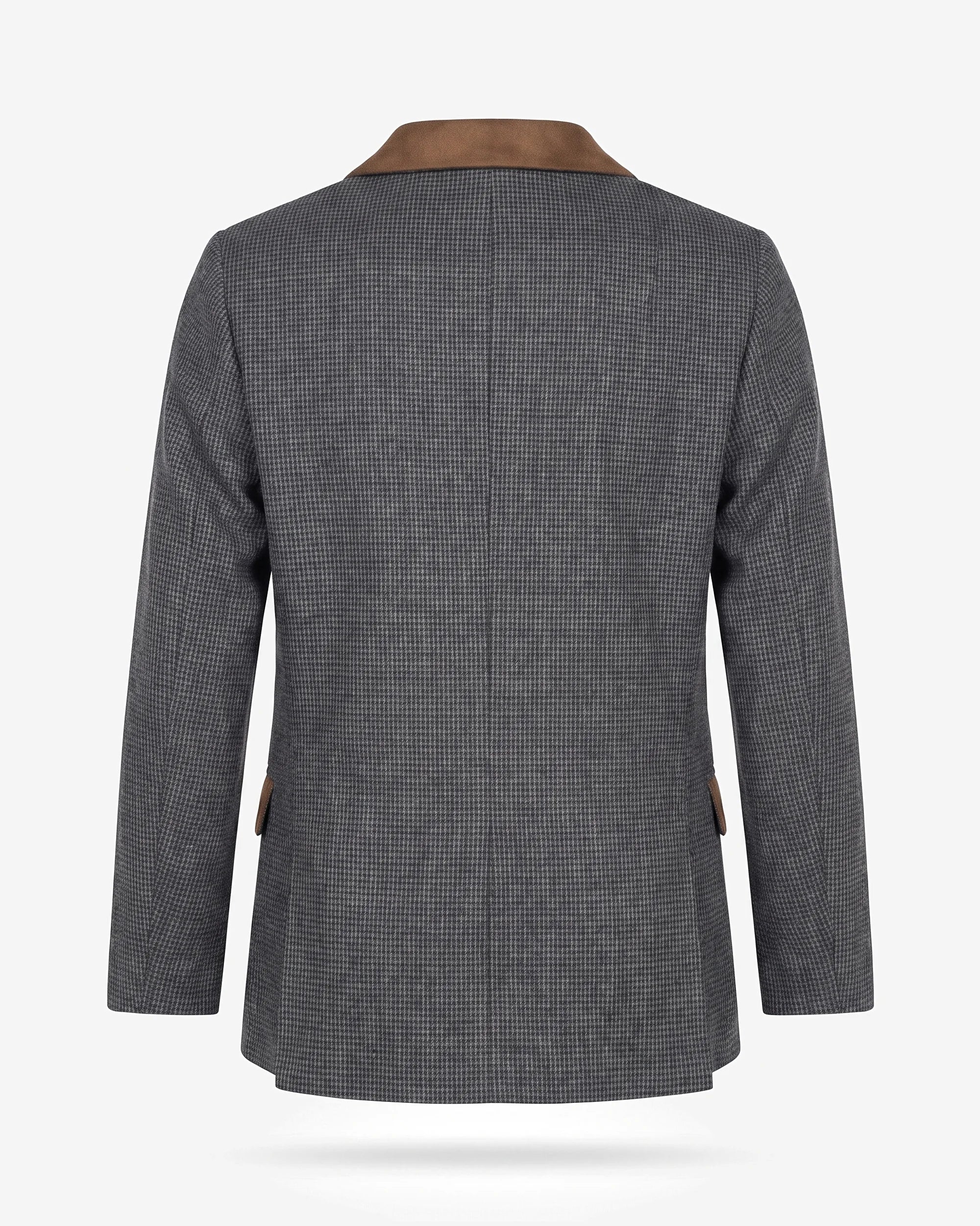 Earth Brown Houndstooth Club Jacket — back