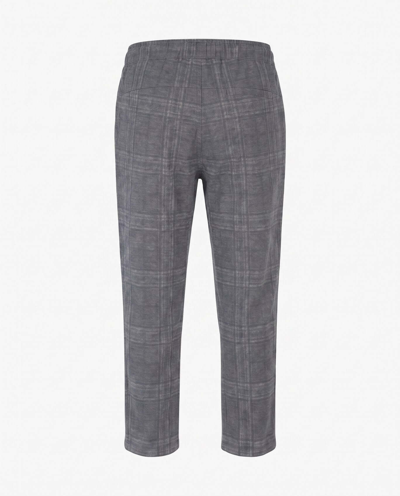 Gray checkered pants on a white background