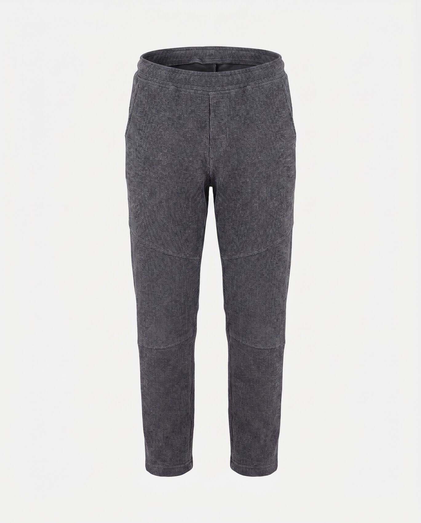 Dark gray jogger pants on a white background