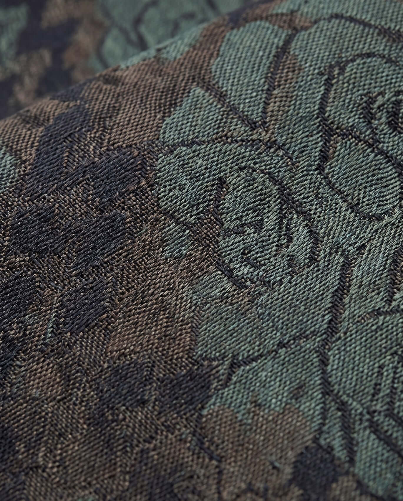 Close-up of a camouflage fabric with a detailed pattern