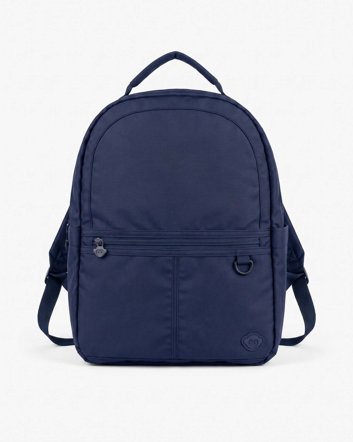 Navy blue backpack on a light gray background