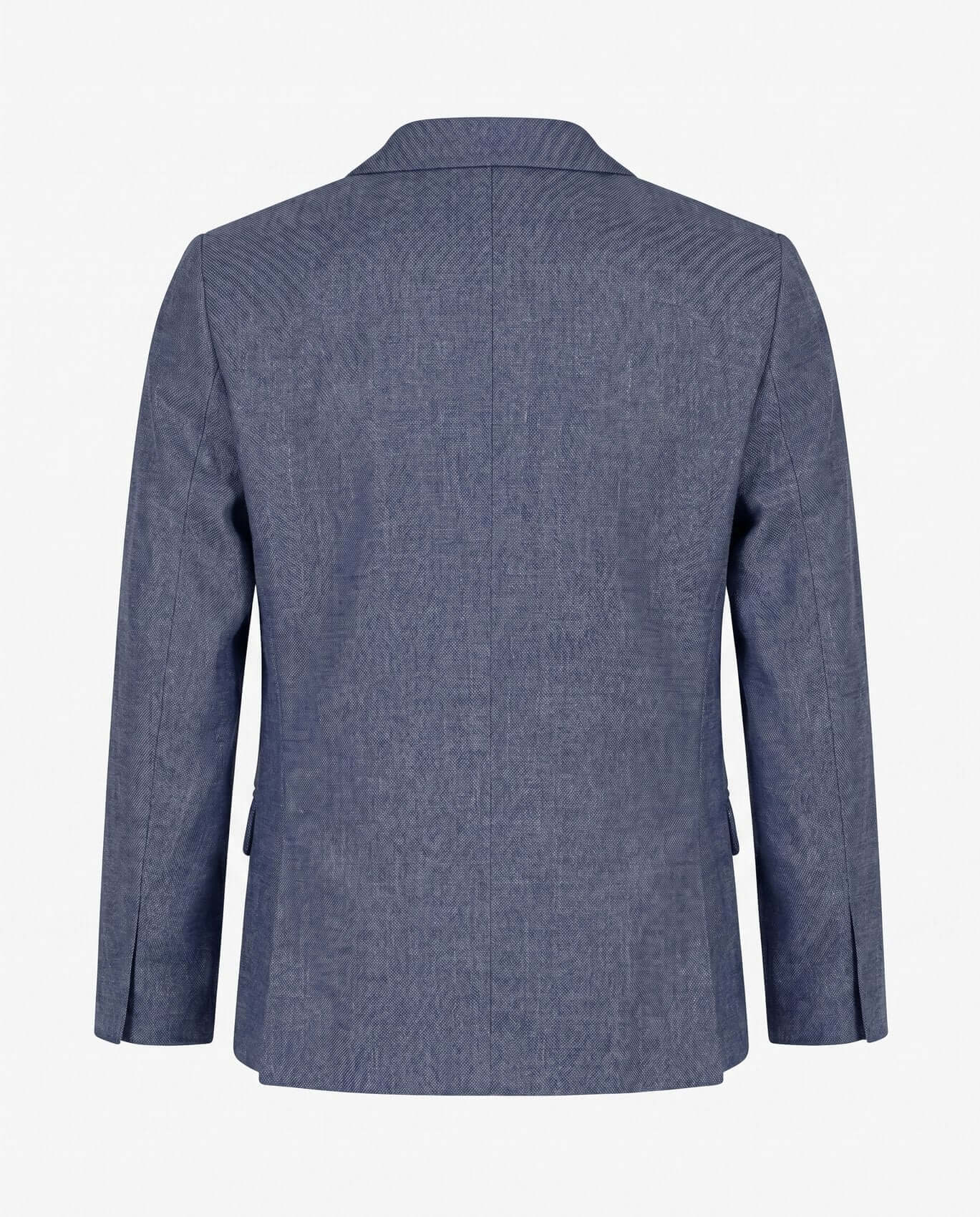 Blue blazer on a light gray background