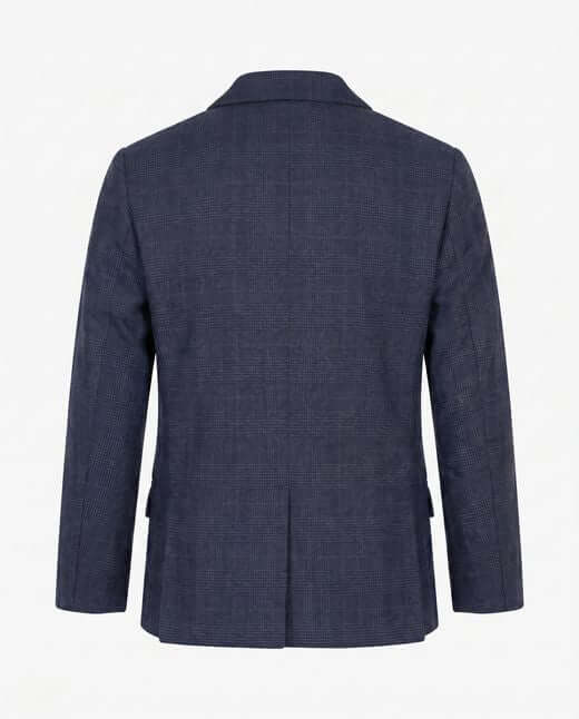 Back view of the Shadow Prince of Wales Stretchy Mod Suit in dark navy checkered pattern.