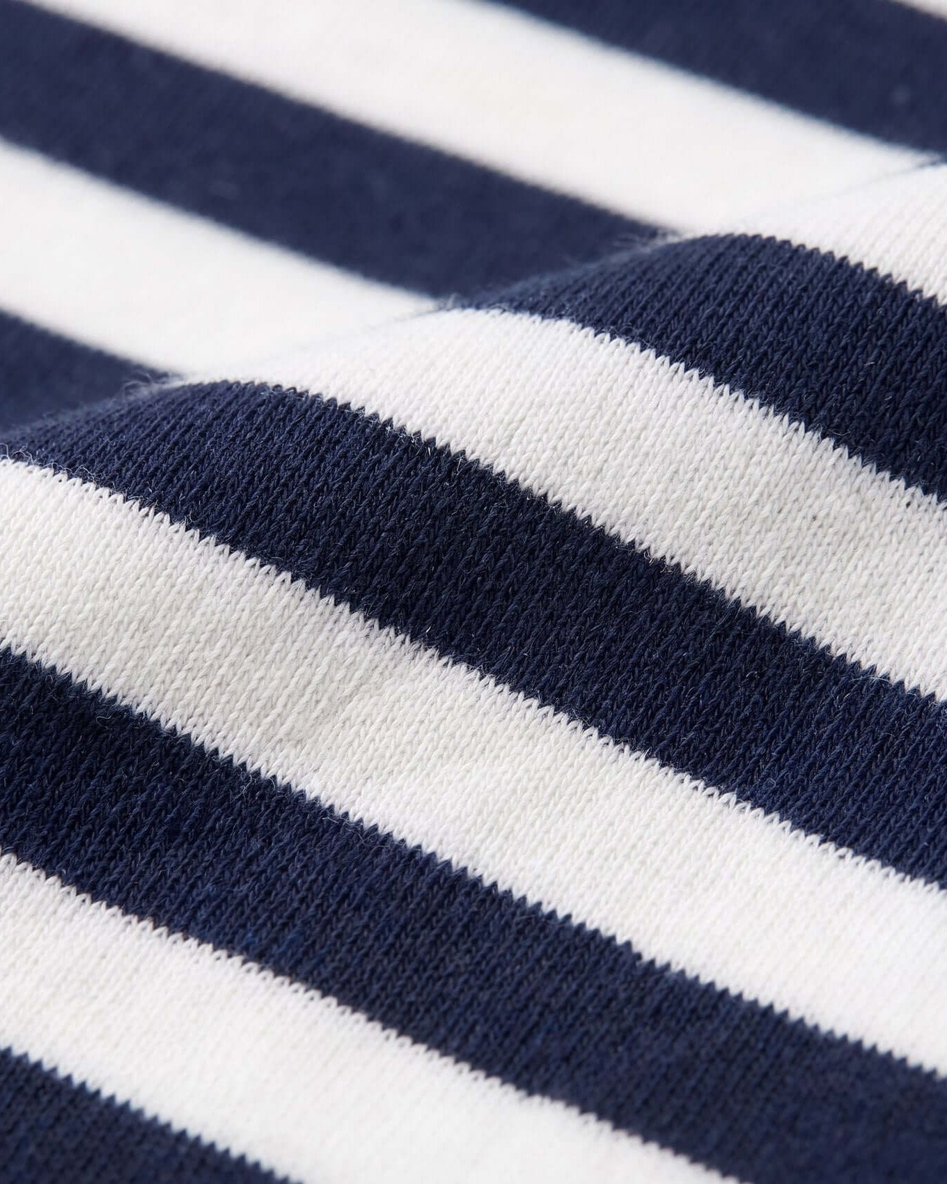 Close-up of navy and white striped fabric