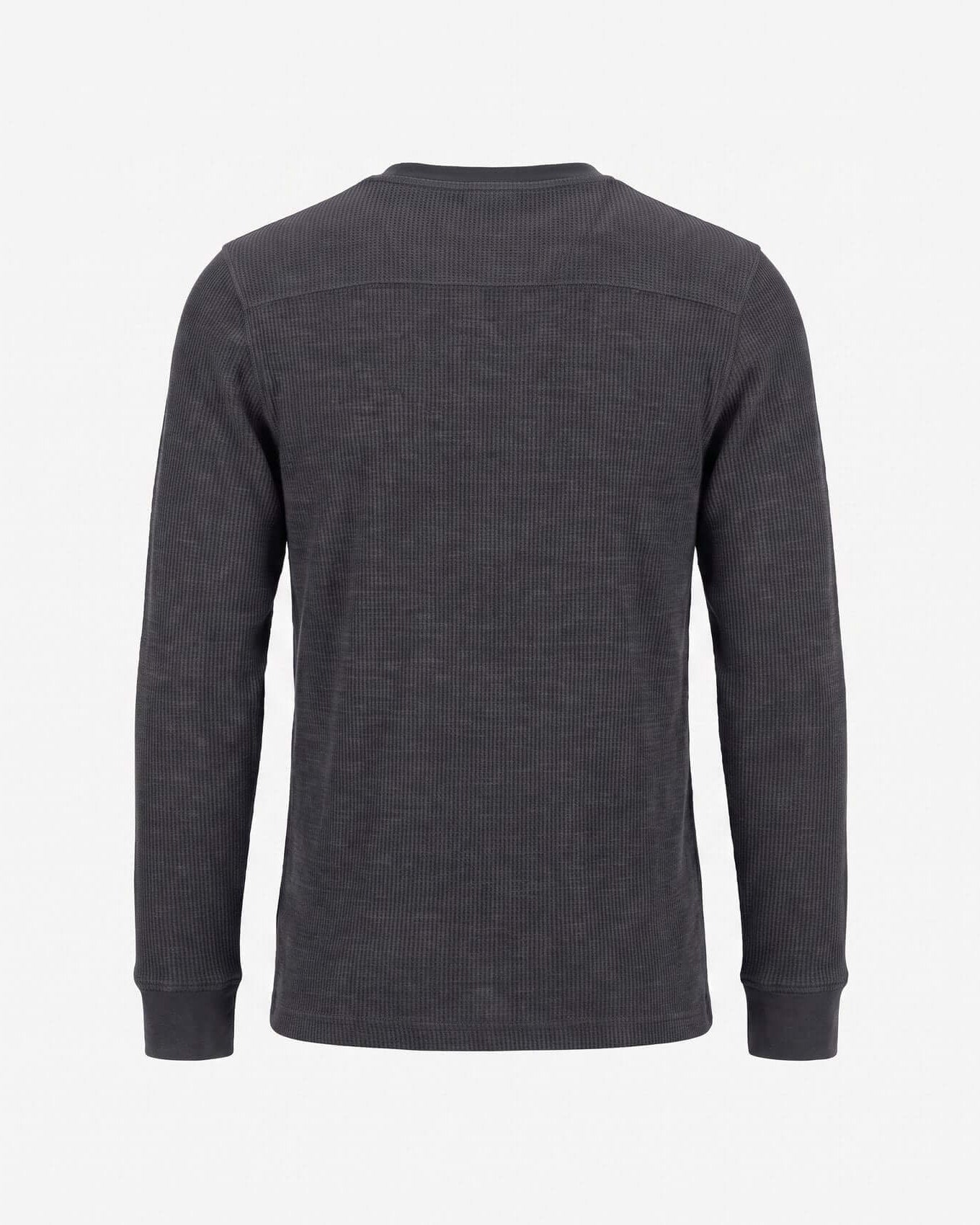 Dark gray long-sleeve shirt on a light gray background