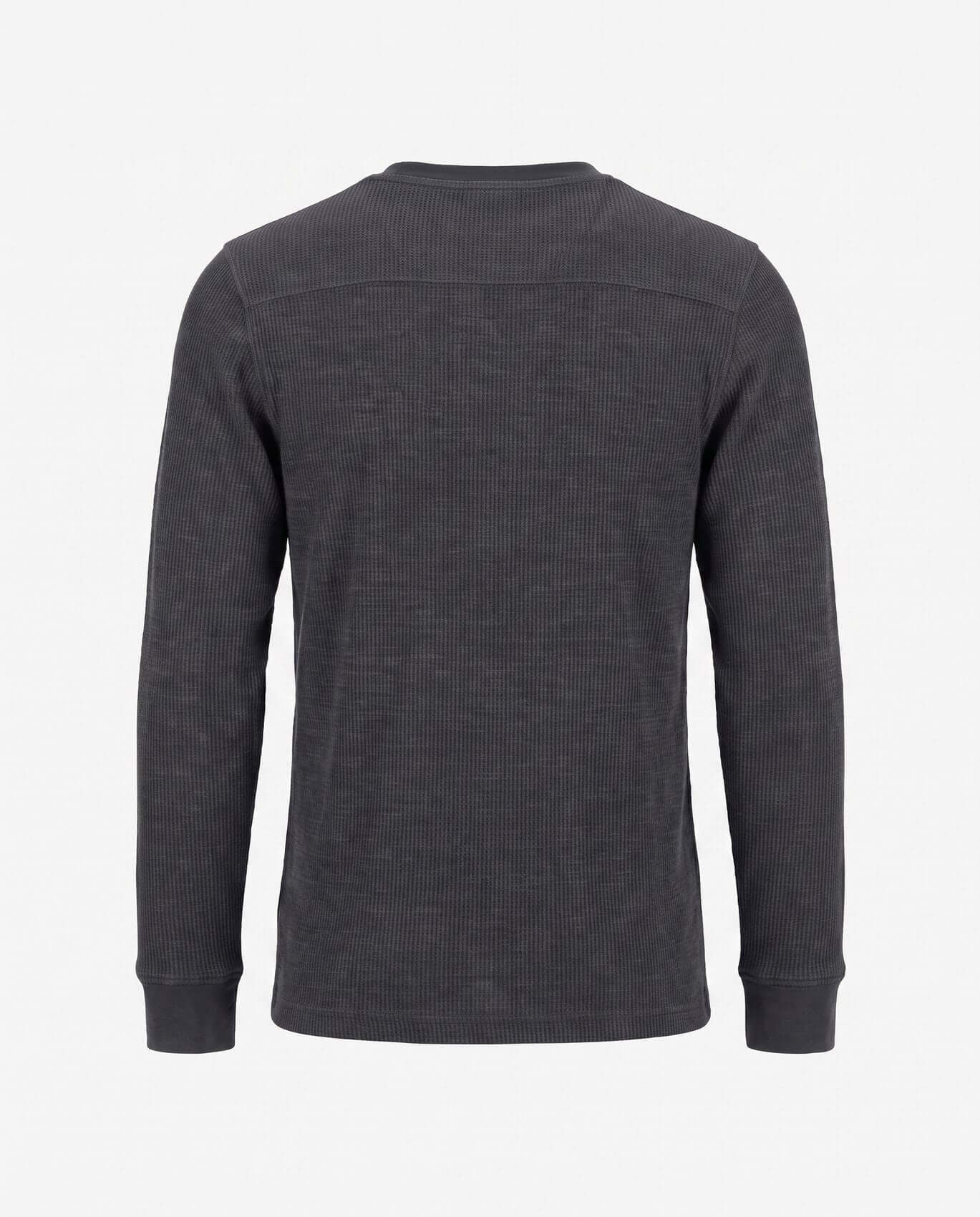 Dark gray long-sleeve shirt on a light gray background