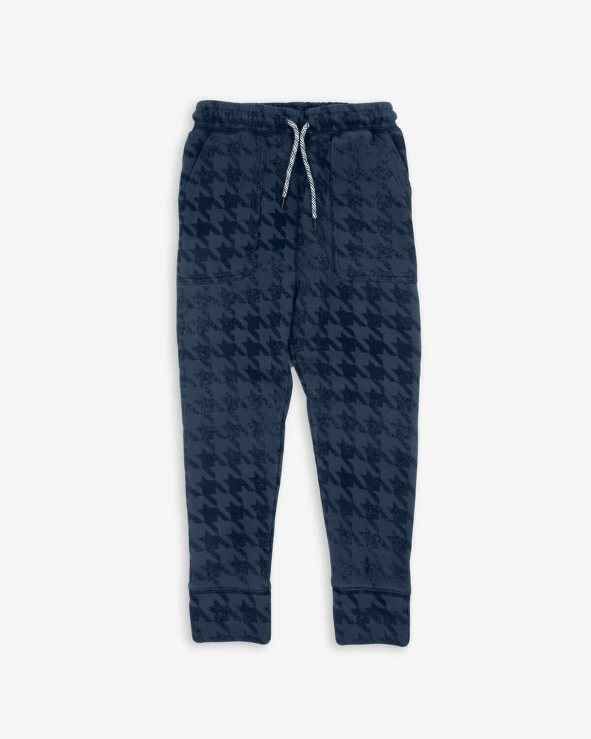 Blue Houndstooth Rest Day Sweatpants featuring a cozy design and stretchy waistband.