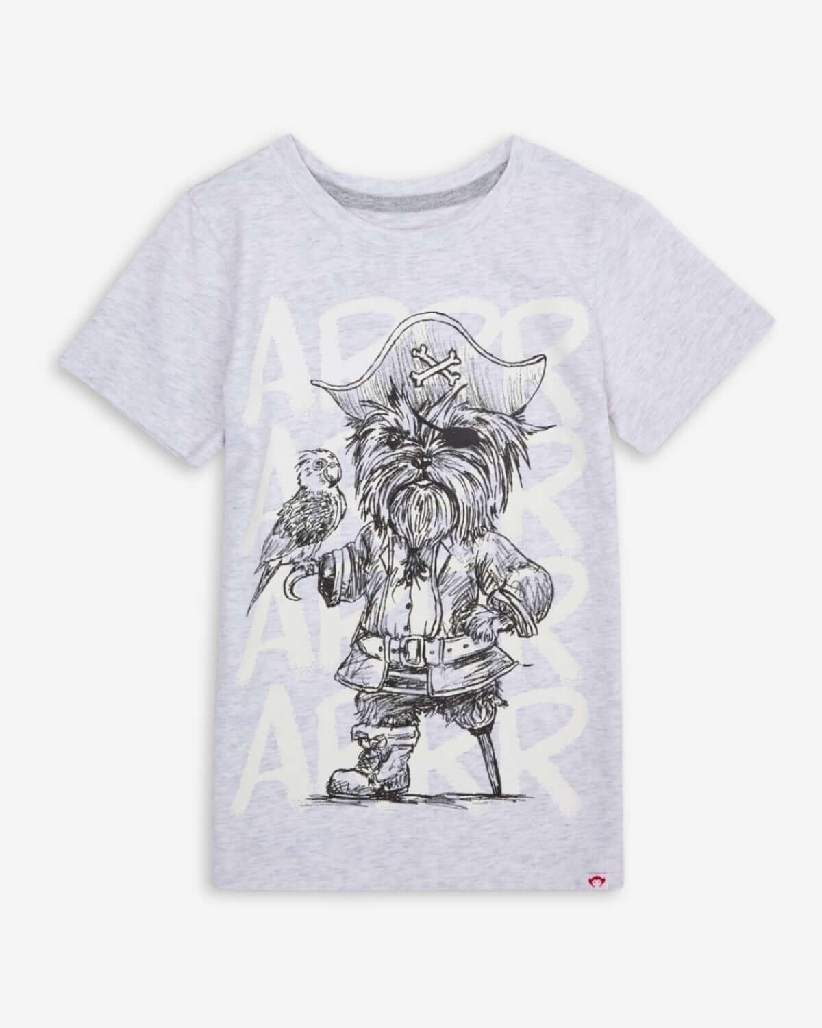 Captain York Graphic Tee featuring a playful pirate dog graphic for boys' casual wear.