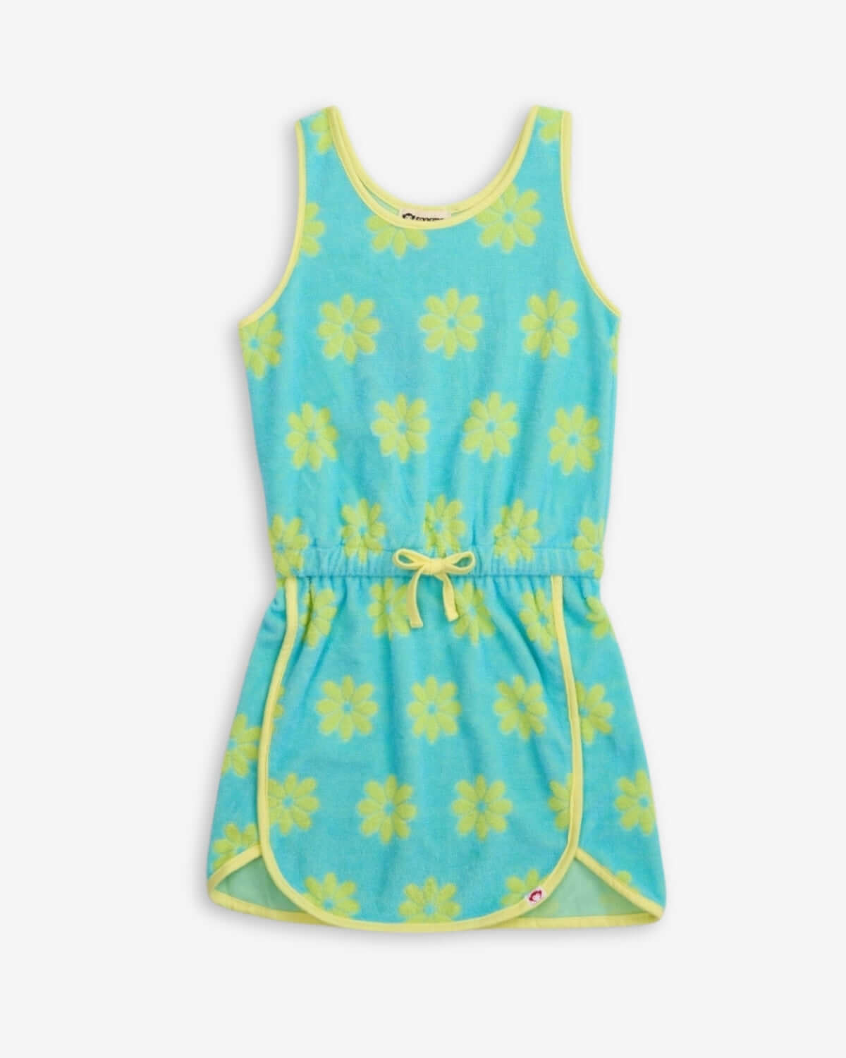 Blue Daisies Mia Dress with cheerful daisy print and comfortable design, perfect for summer fun.
