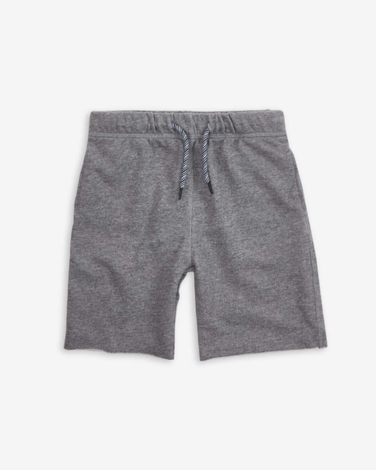 Stylish kids' grey heather camp shorts with adjustable drawstring for comfort and playful adventures.