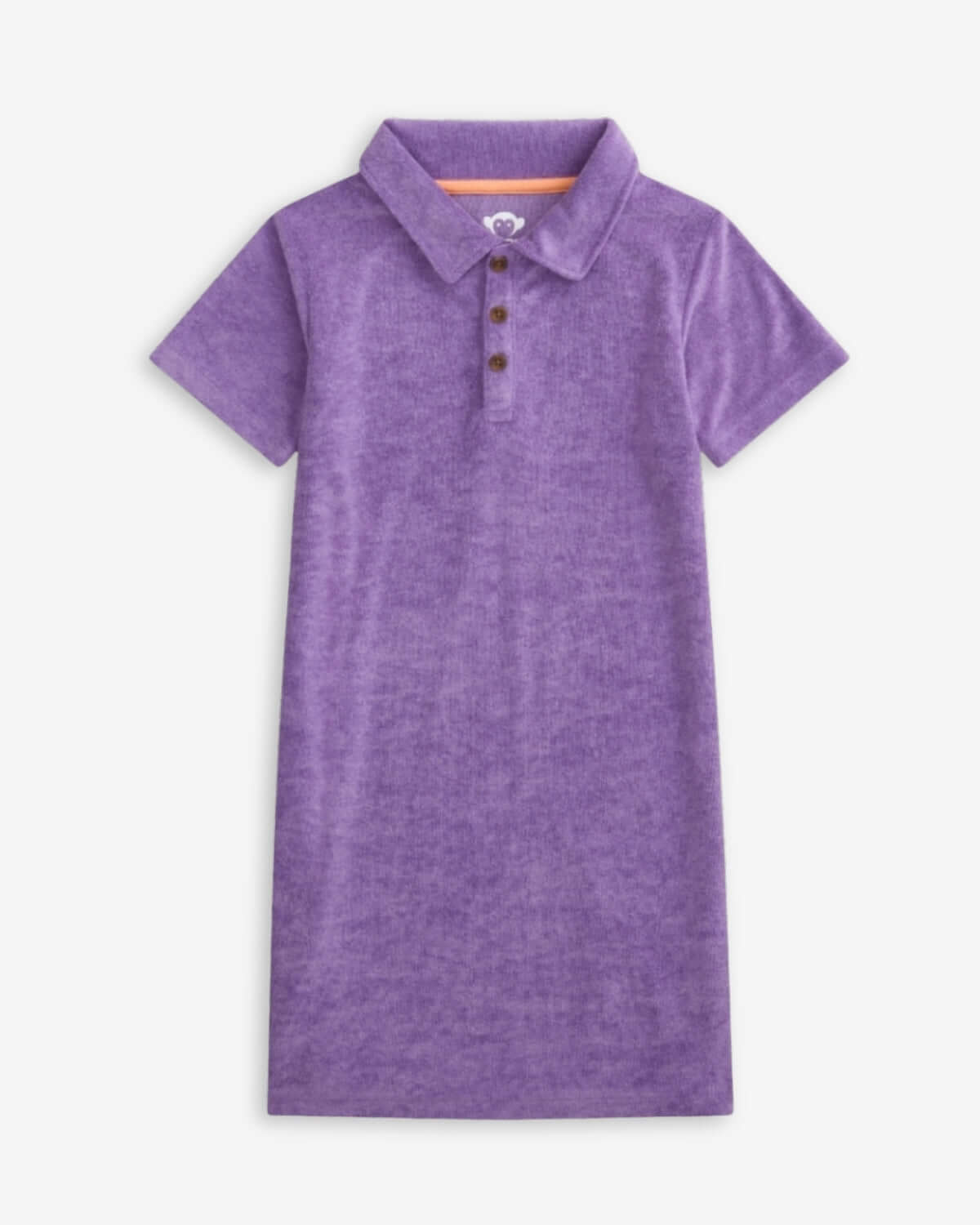 Violet Purple Fairbanks Terry Polo Dress displayed on a white background showcasing its classic polo design.