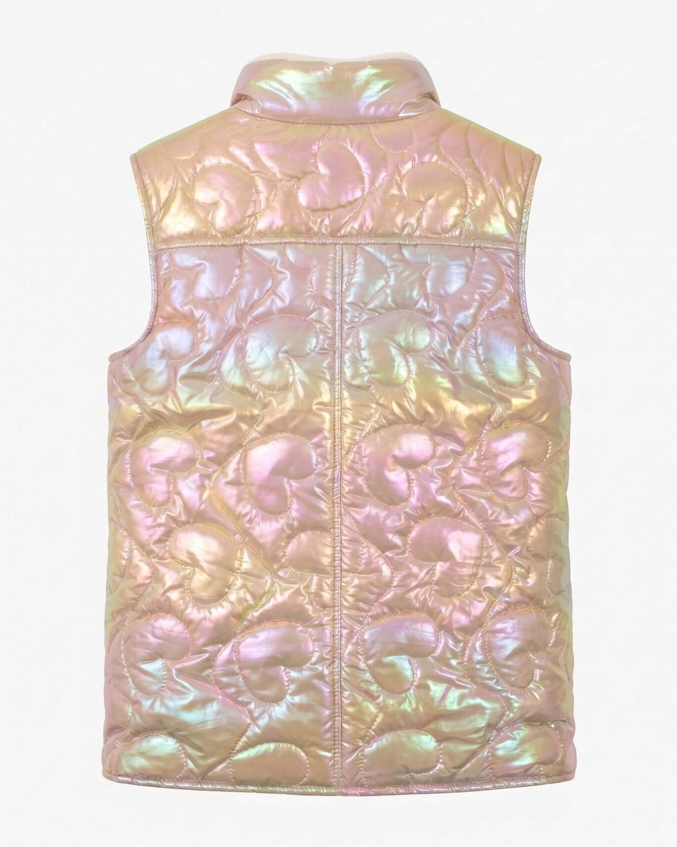 Iridescent puffer vest on a white background