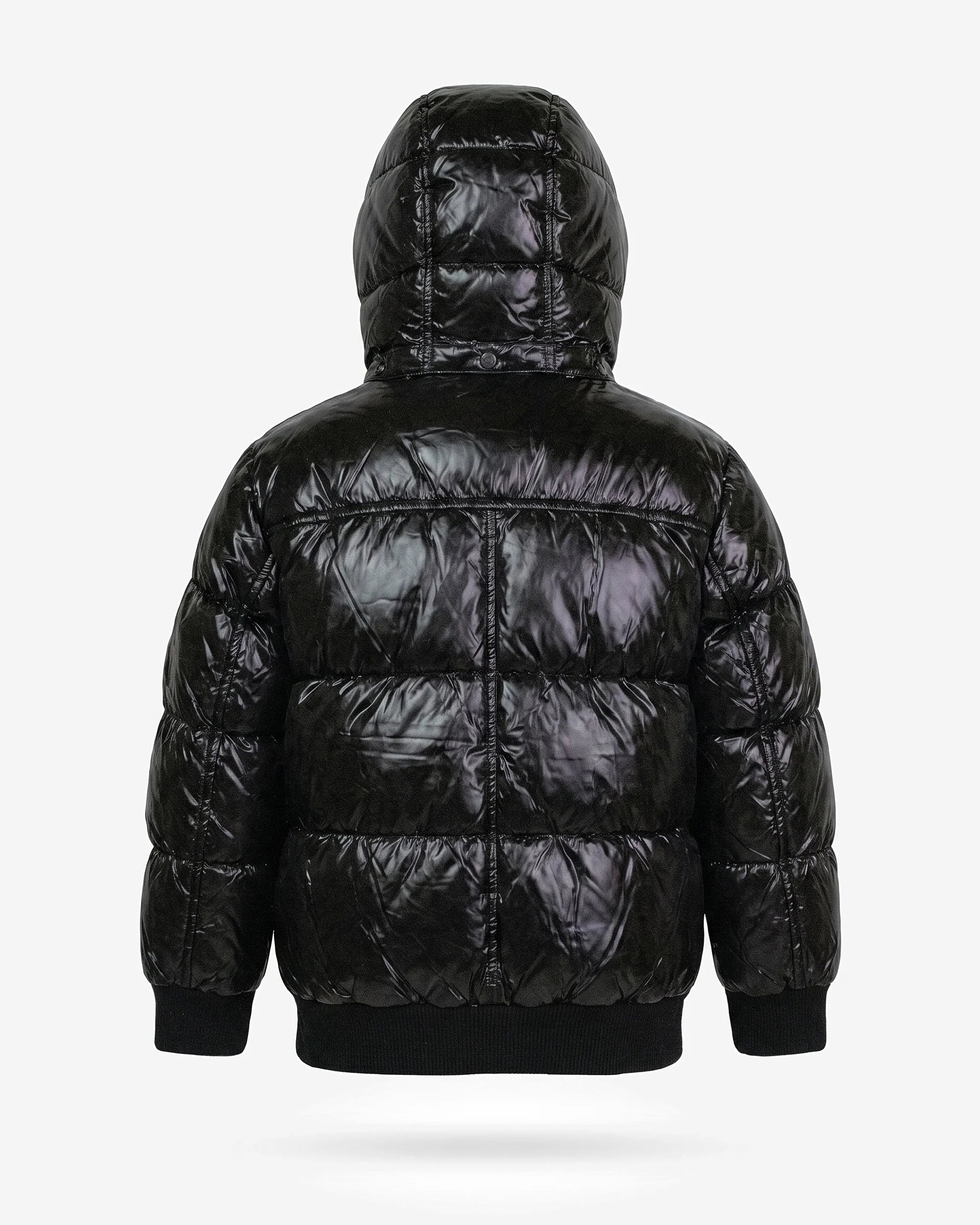 Black Glitter Puffy Coat — back