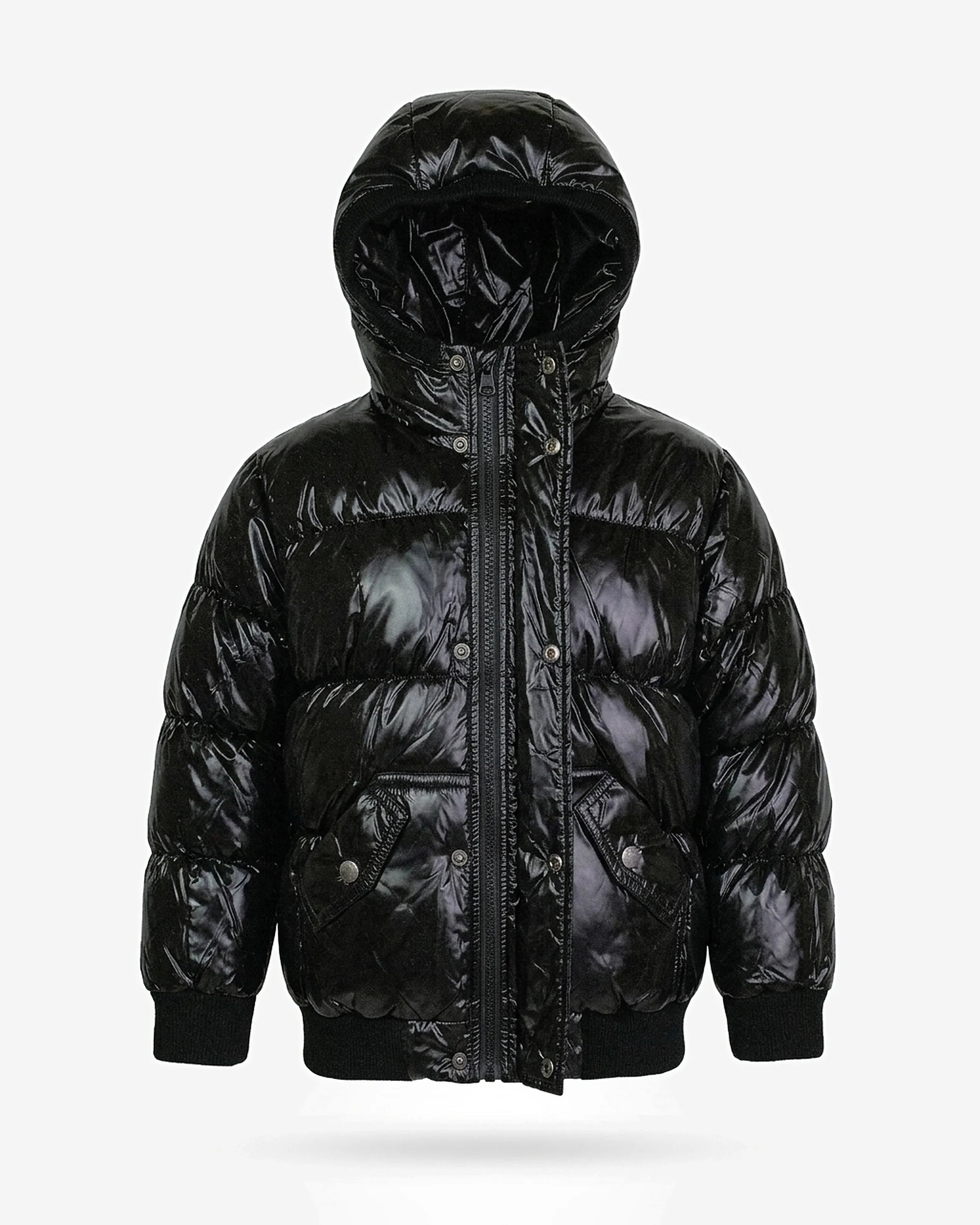 Black Glitter Puffy Coat — front