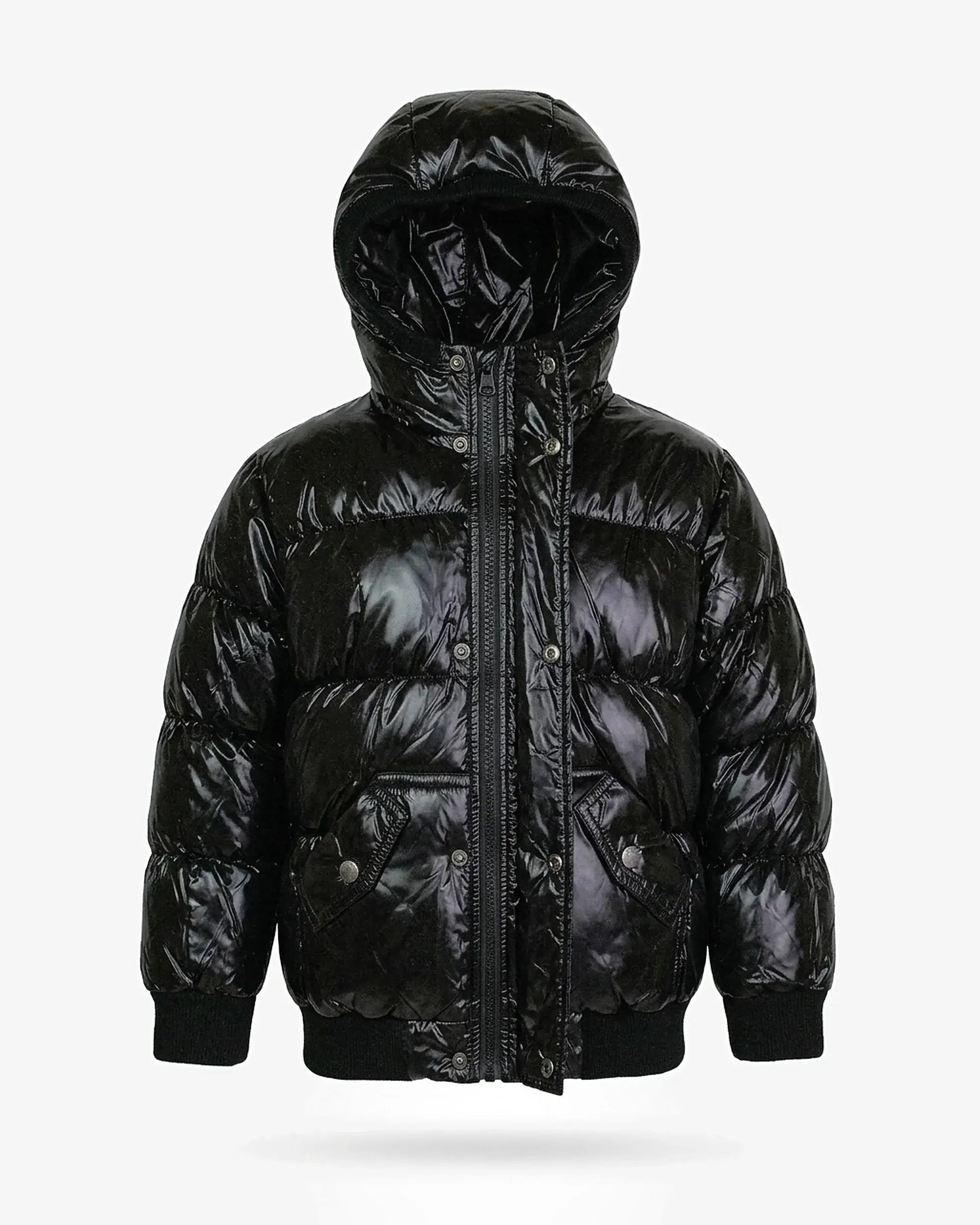 Black Glitter Puffy Coat — front