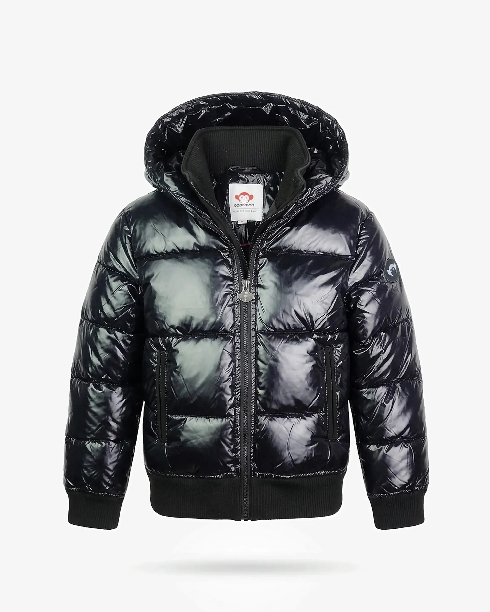 Shiny Black Flurry Coat — front