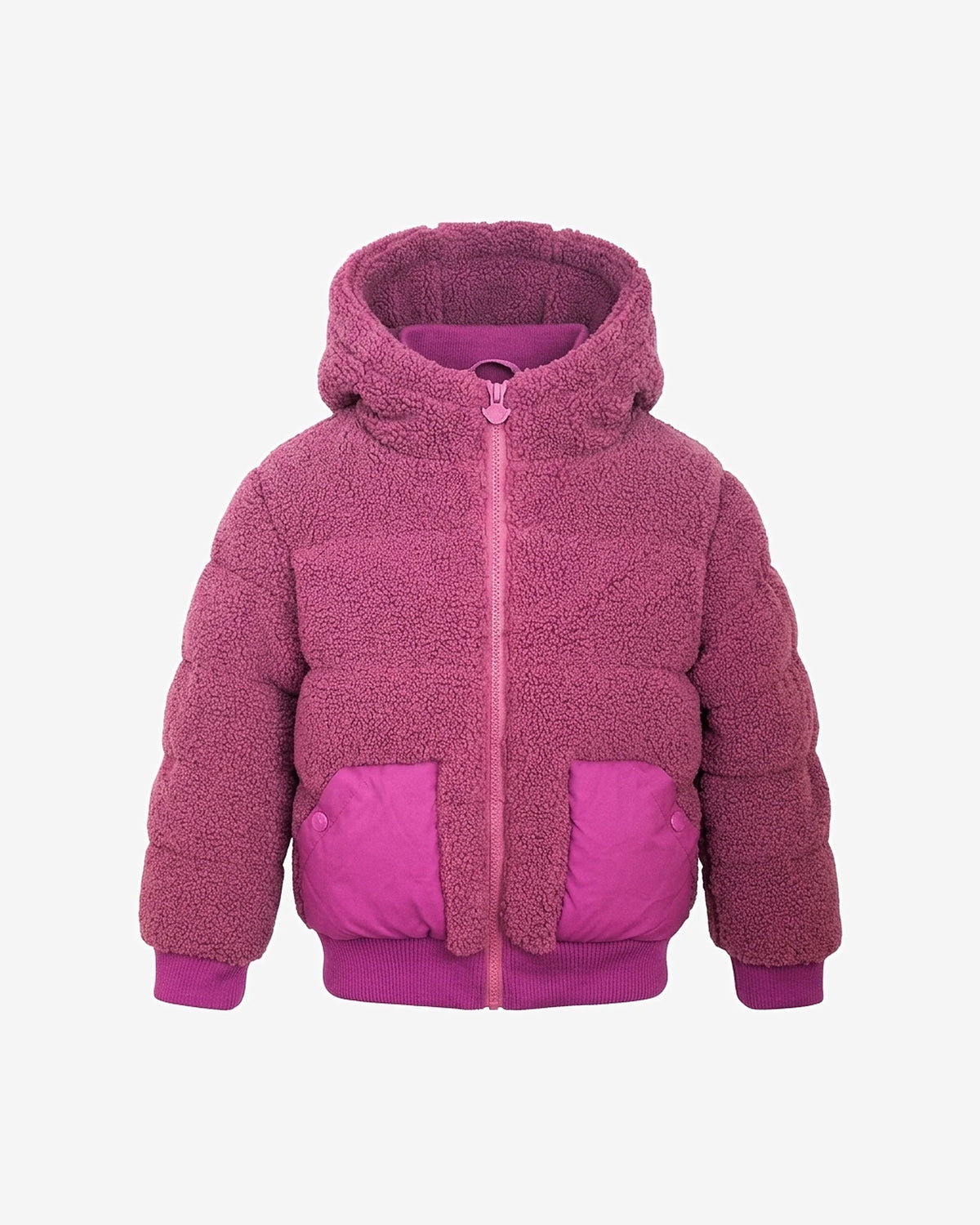 Vintage Mauve Teddy Puffer Coat — front