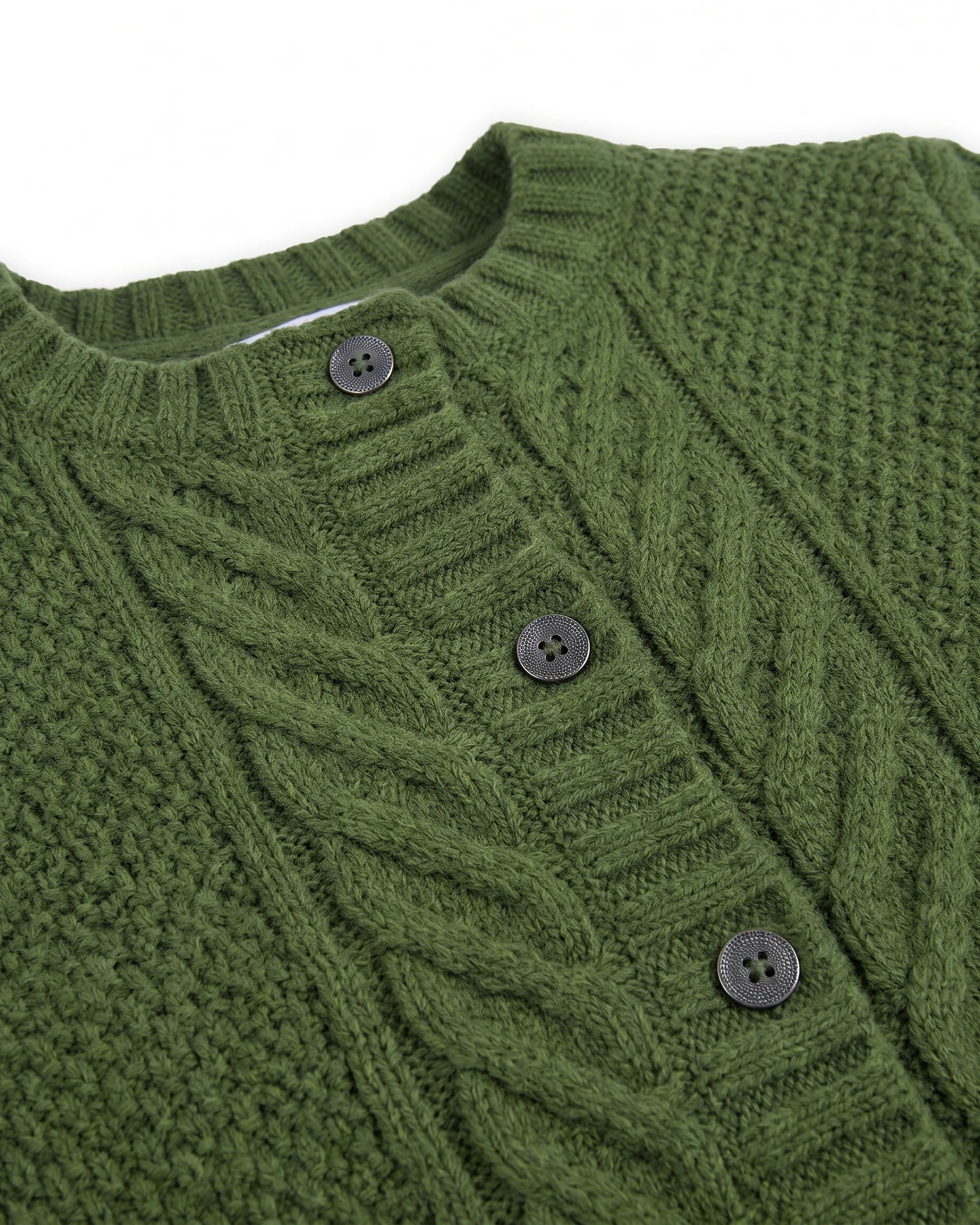 Moss Cait Cable Cardigan — detail1