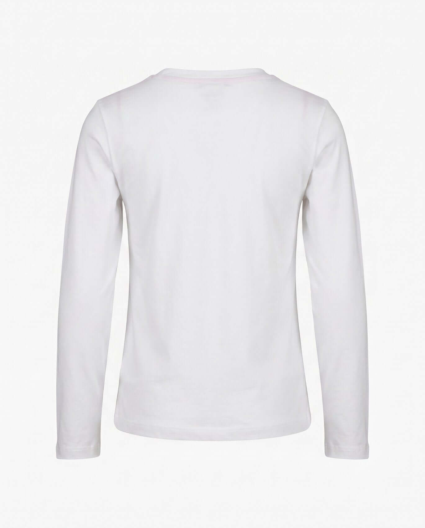 White long-sleeve shirt on a light gray background
